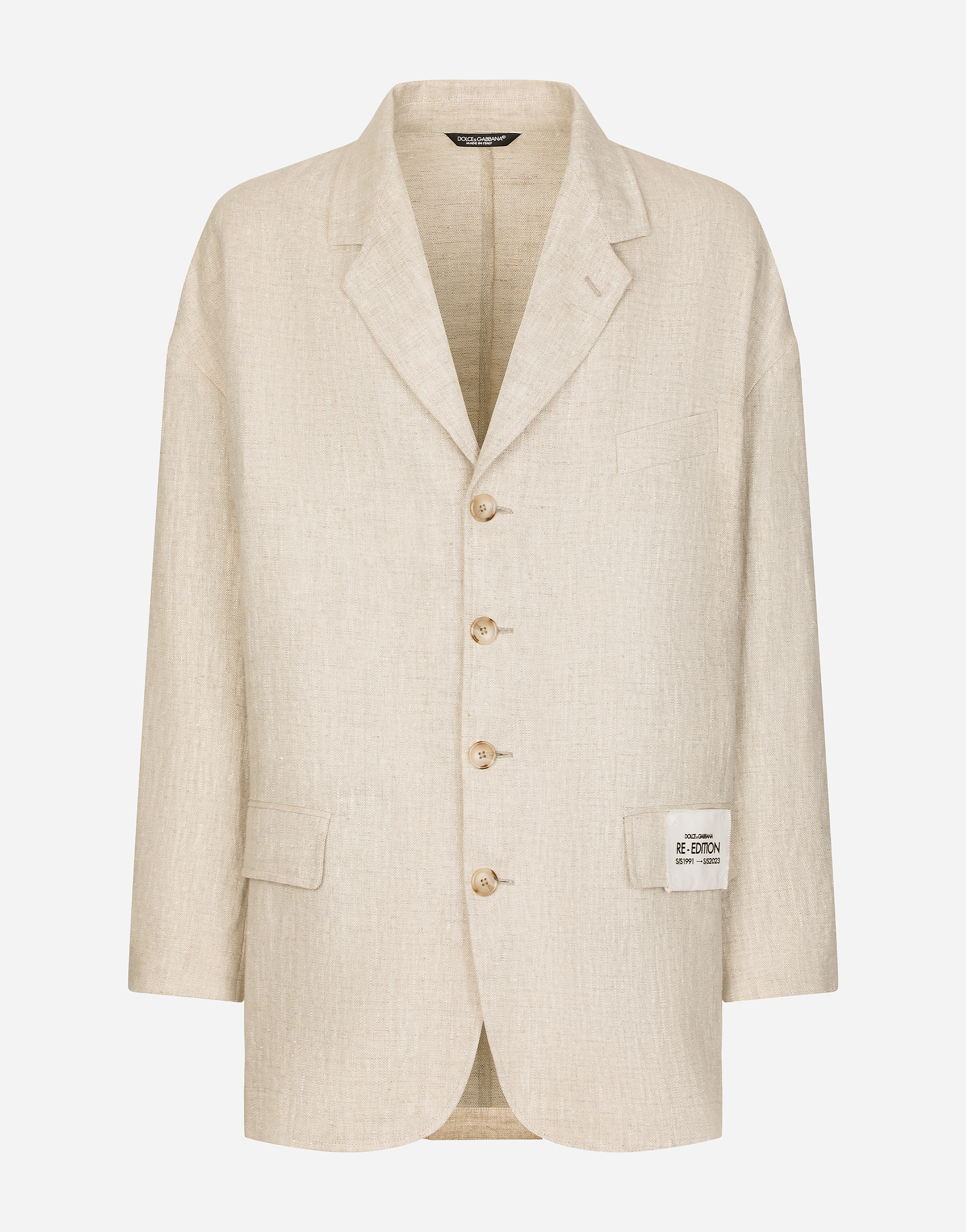 DOLCE & GABBANA OVERSIZE SINGLE-BREASTED LINEN AND VISCOSE JACKET