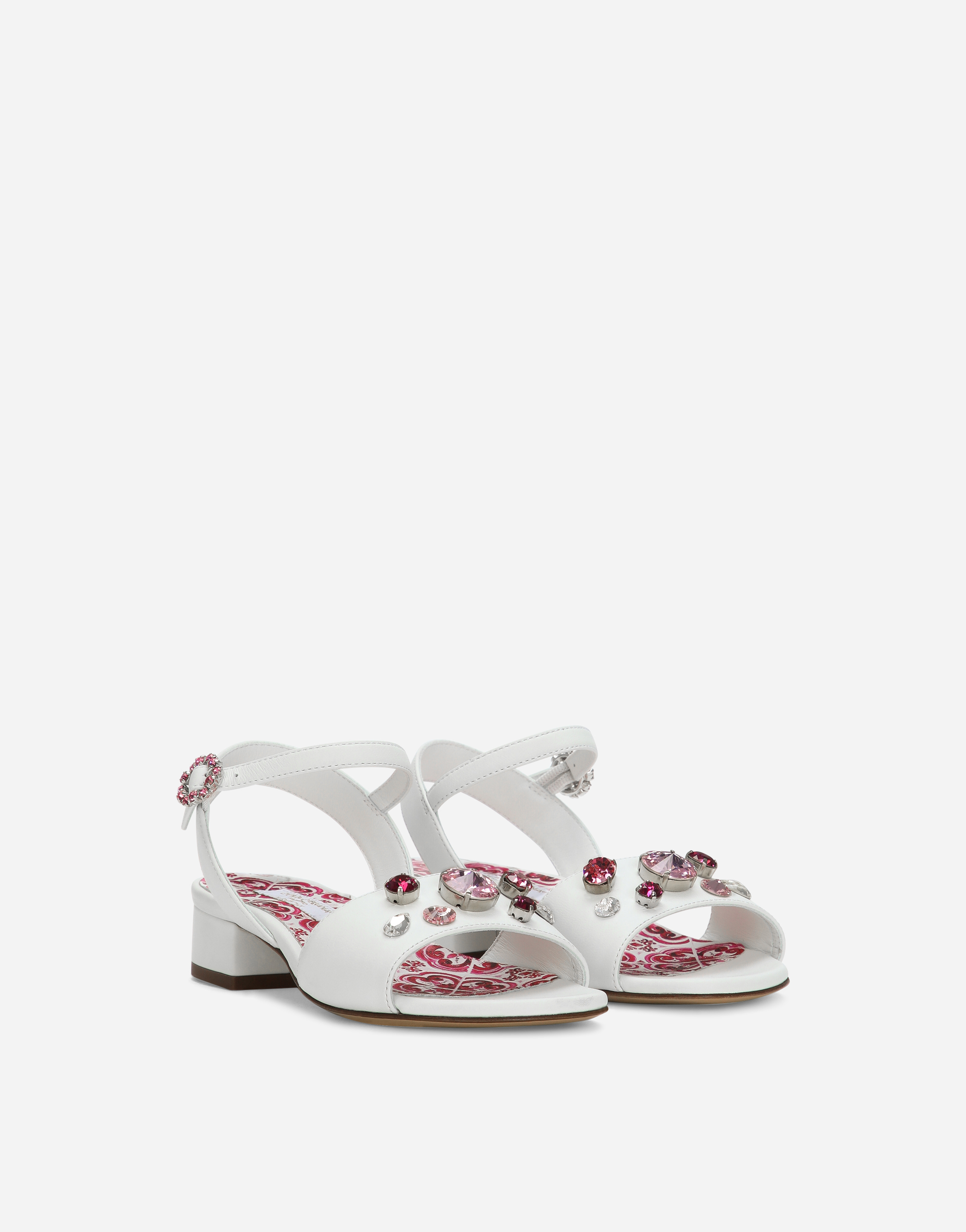 DOLCE & GABBANA NAPPA LEATHER SANDALS WITH EMBROIDERY