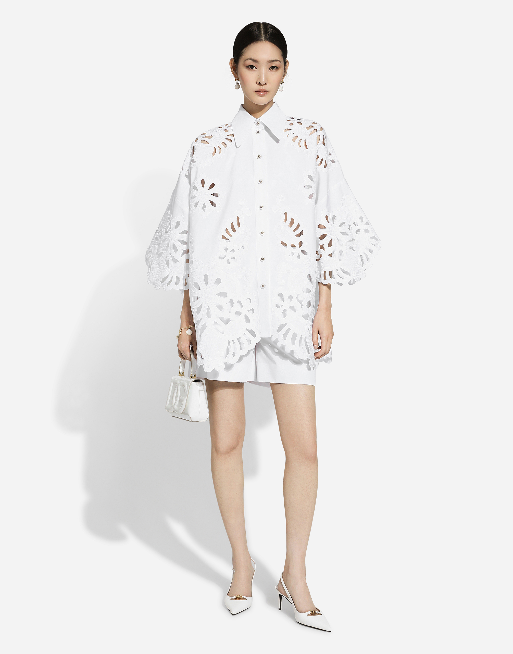 Dolce & Gabbana Oversize Cotton Shirt With Cut-out Detailing In ホワイト