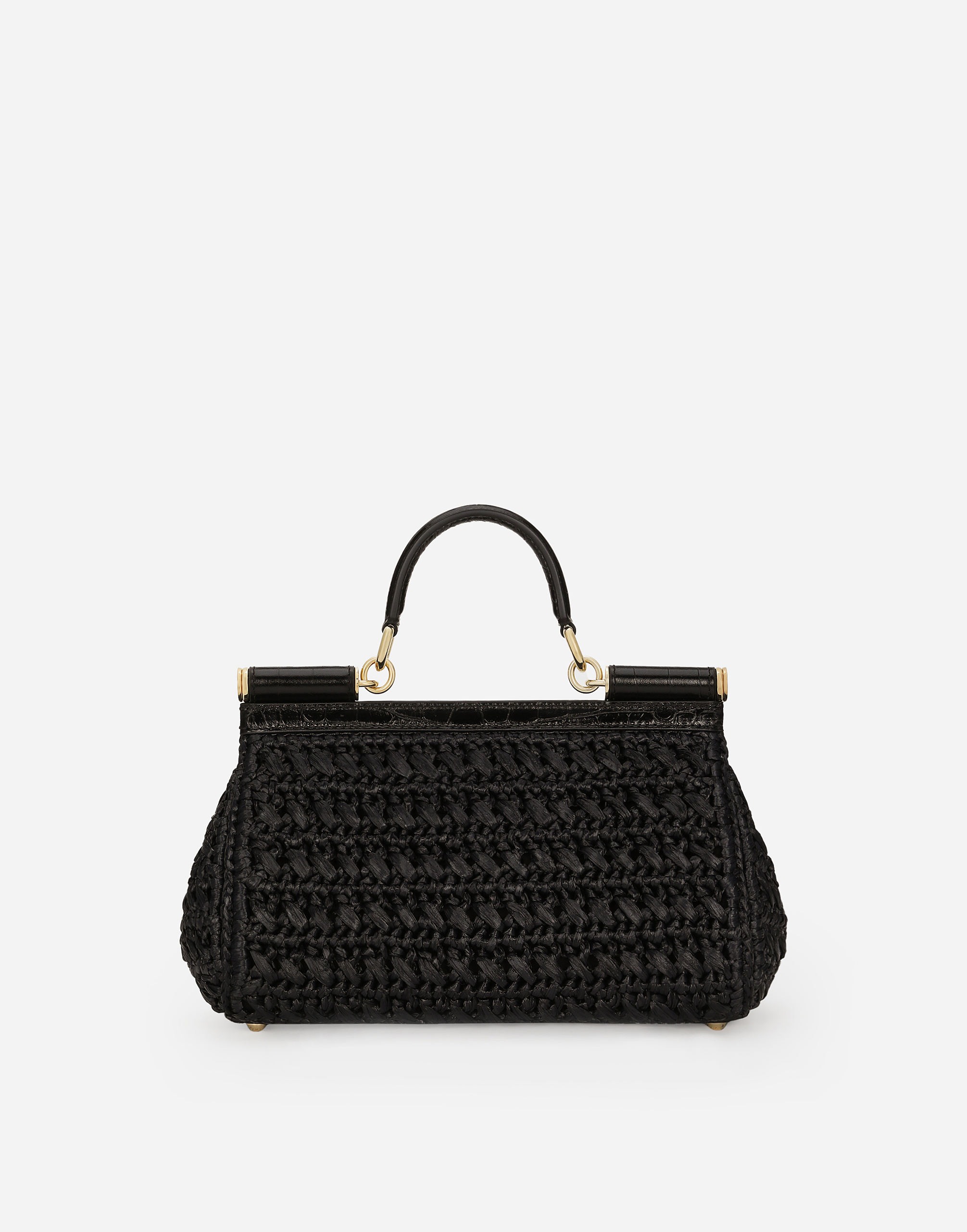 Dolce & Gabbana Medium Sicily Raffia Shoulder Bag In ブラック