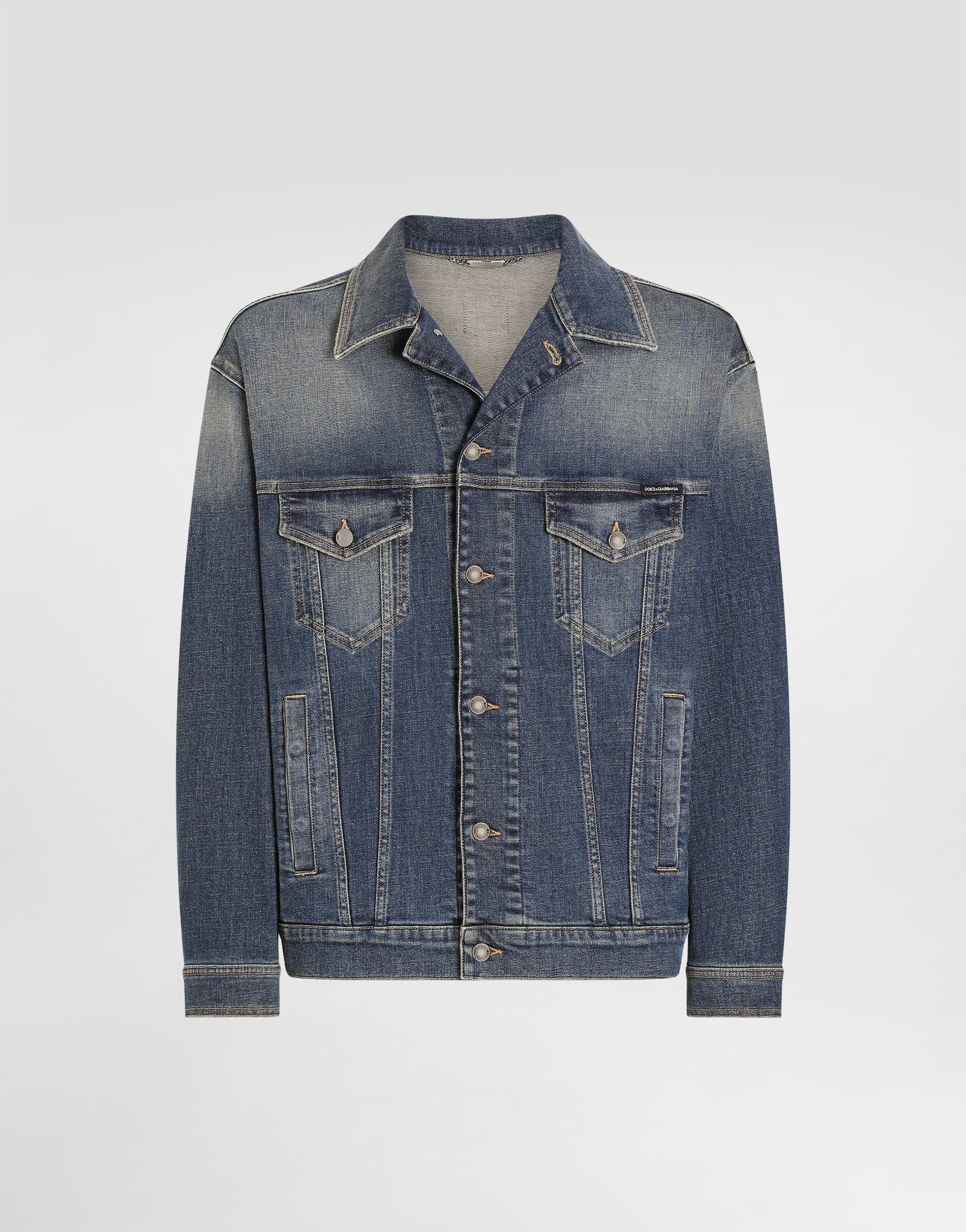 Dolce & Gabbana Stretch Light Blue Wash Denim Jacket In Multicolor