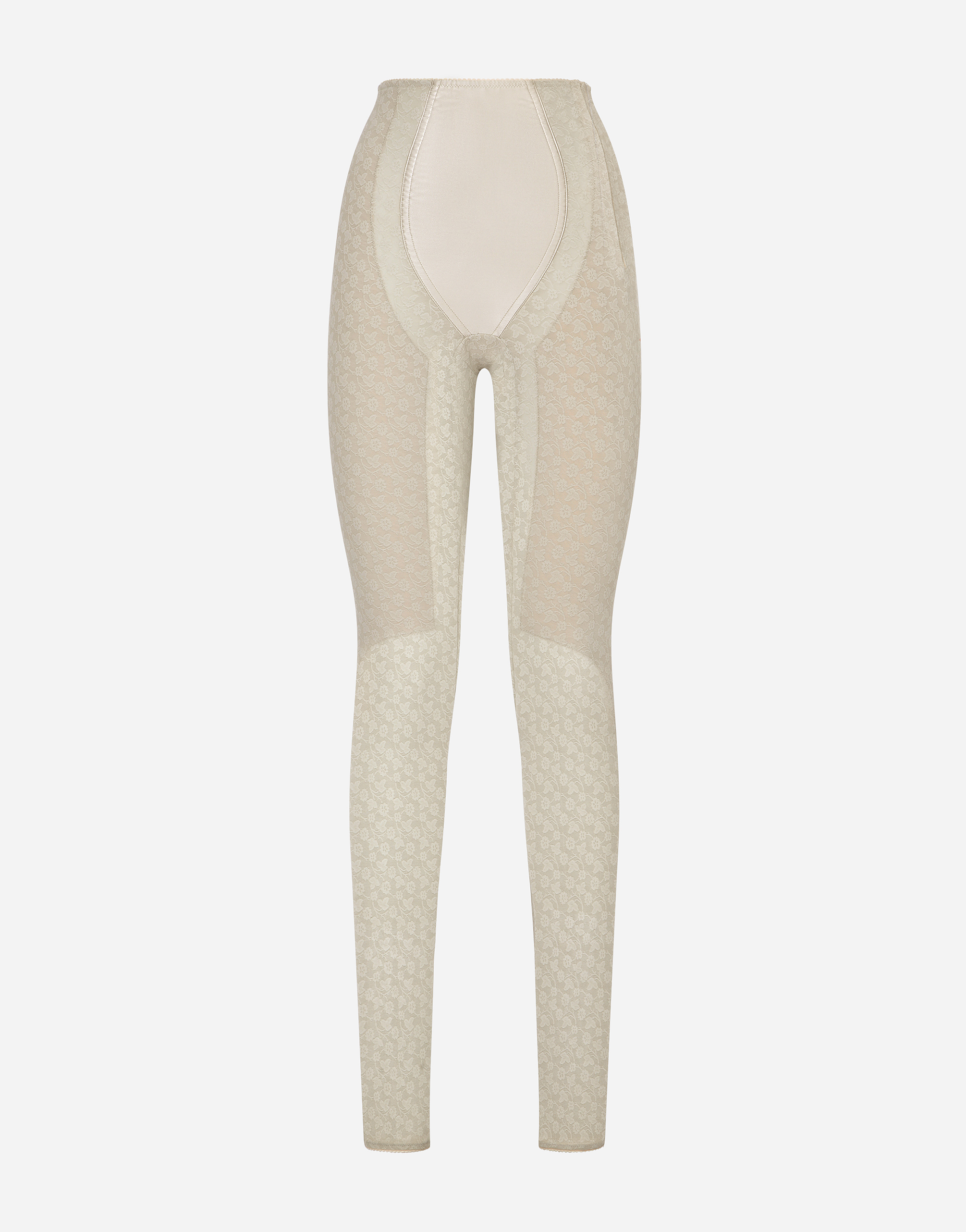 DOLCE & GABBANA FLORAL JACQUARD MARQUISETTE AND SATIN LEGGINGS