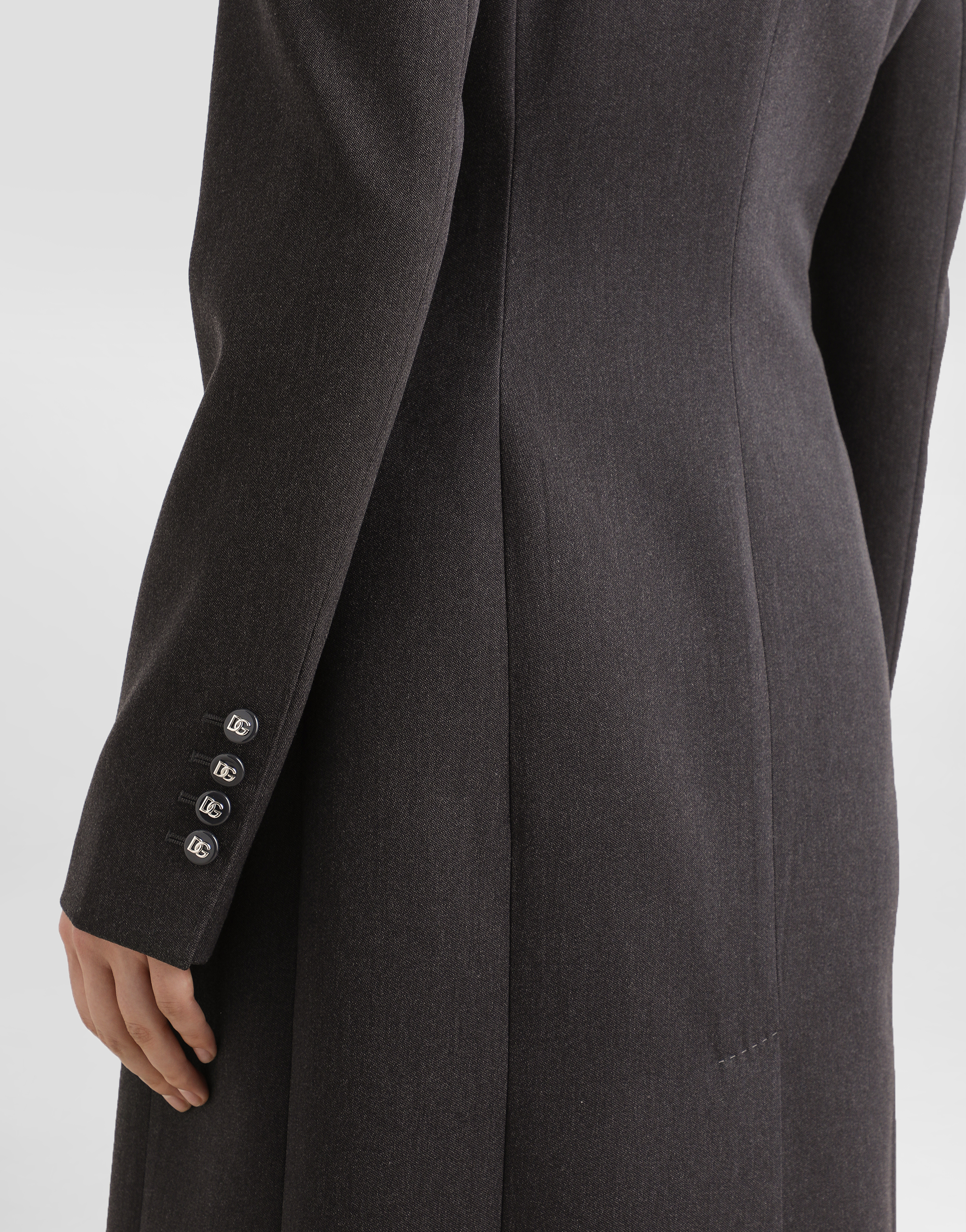 Shop Dolce & Gabbana Double-breasted Wool Coat With Dg-branded Buttons In Grey