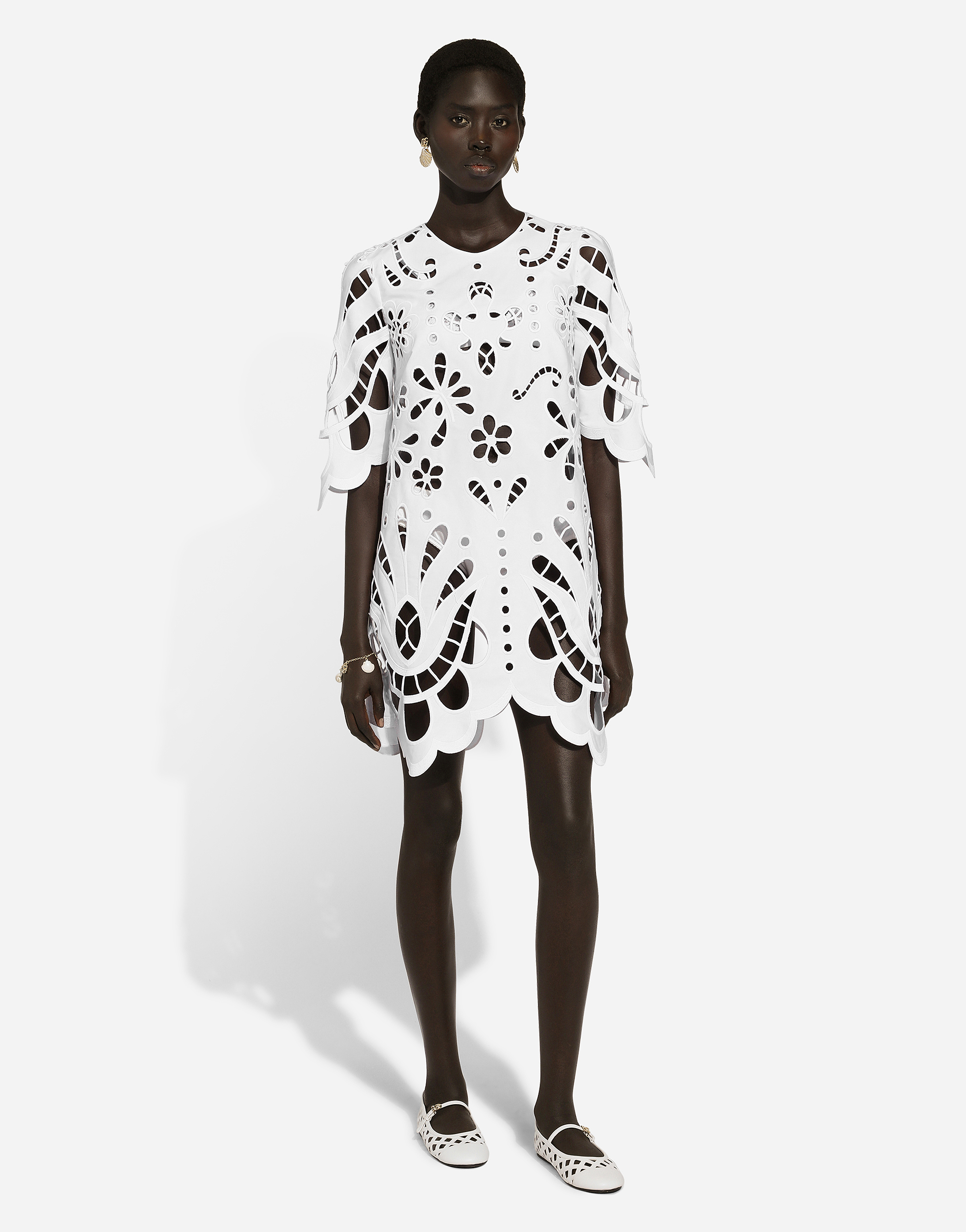 Dolce & Gabbana Cotton Midi Dress With Cut-out Detailing In ホワイト