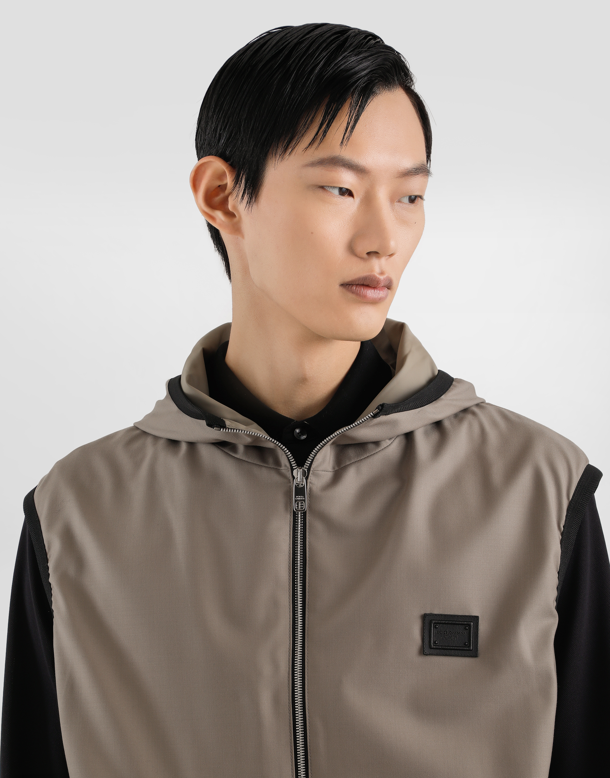 Dolce & Gabbana Wool Canvas Hooded Gilet In Brown