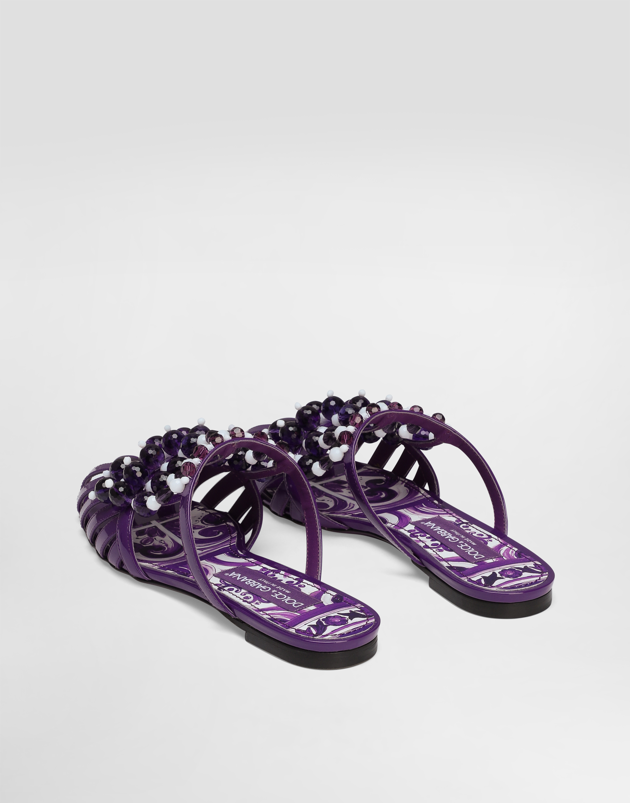 Dolce & Gabbana Patent Leather Sandal With Stones