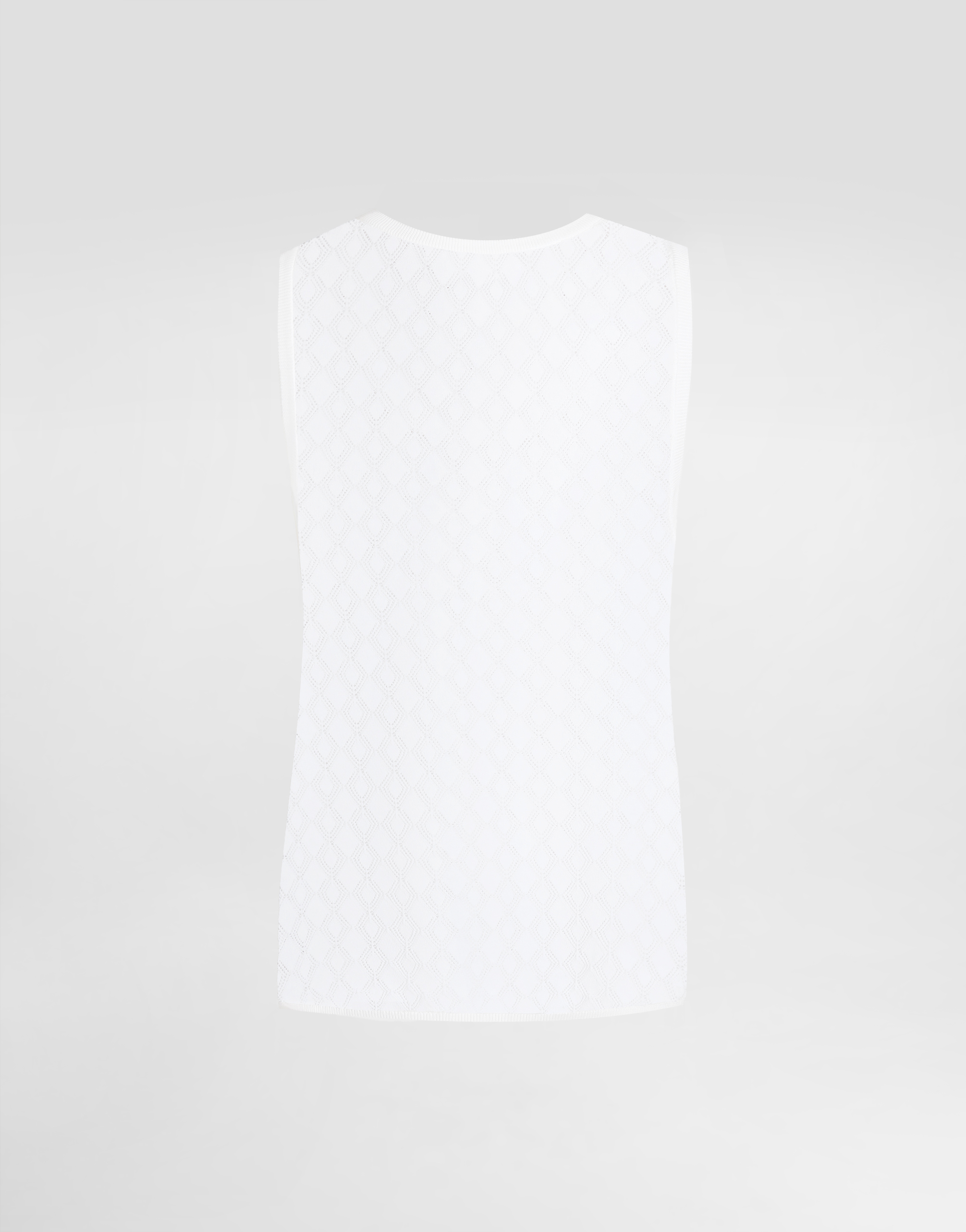  Dolce & Gabbana Dolce & Gabbana Diamond-pattern Perforated Cotton Tank Top - Man Sweaters And Cardigans White 48 