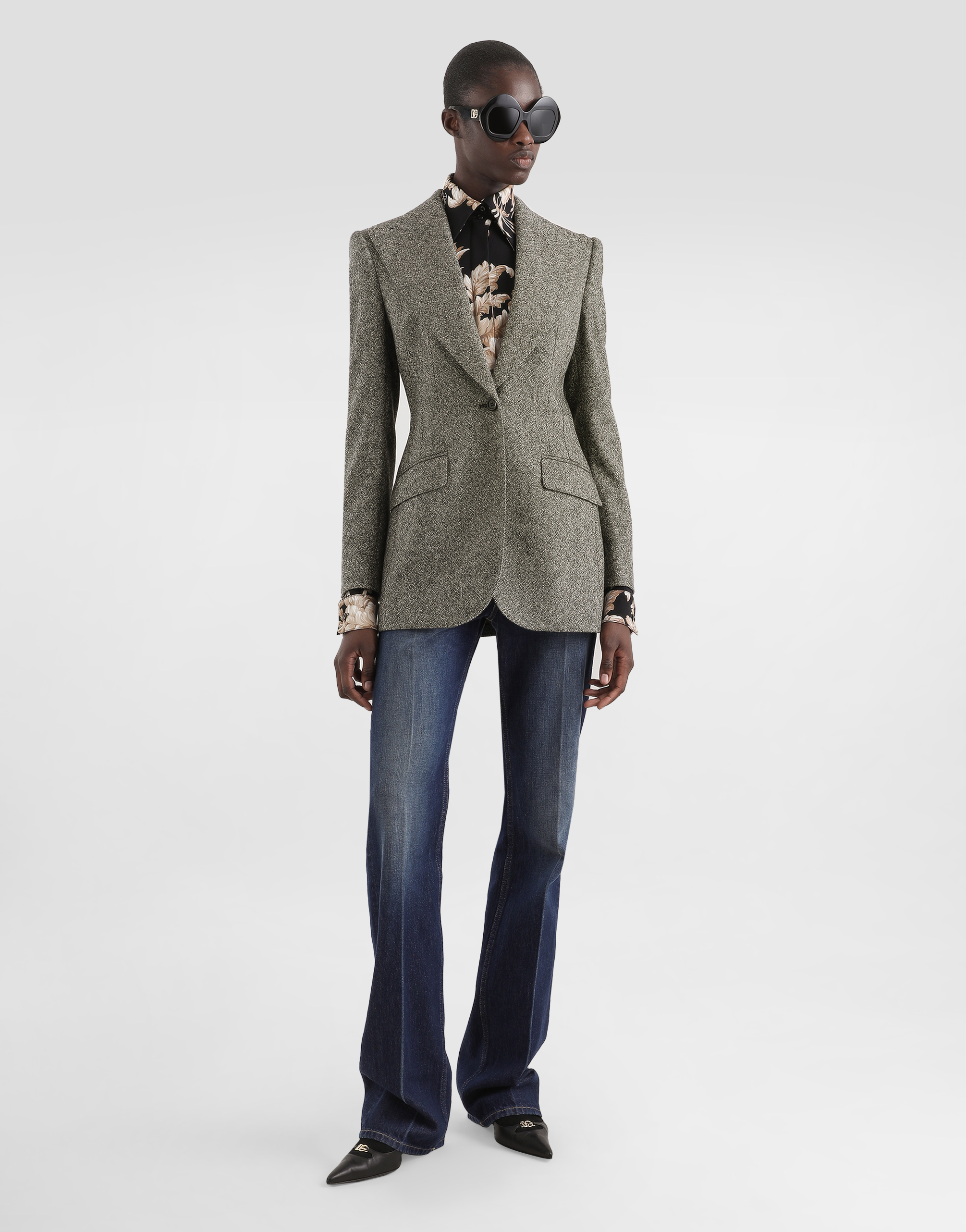 Dolce & Gabbana Single-breasted Jacket In Dotted Wool In Multi