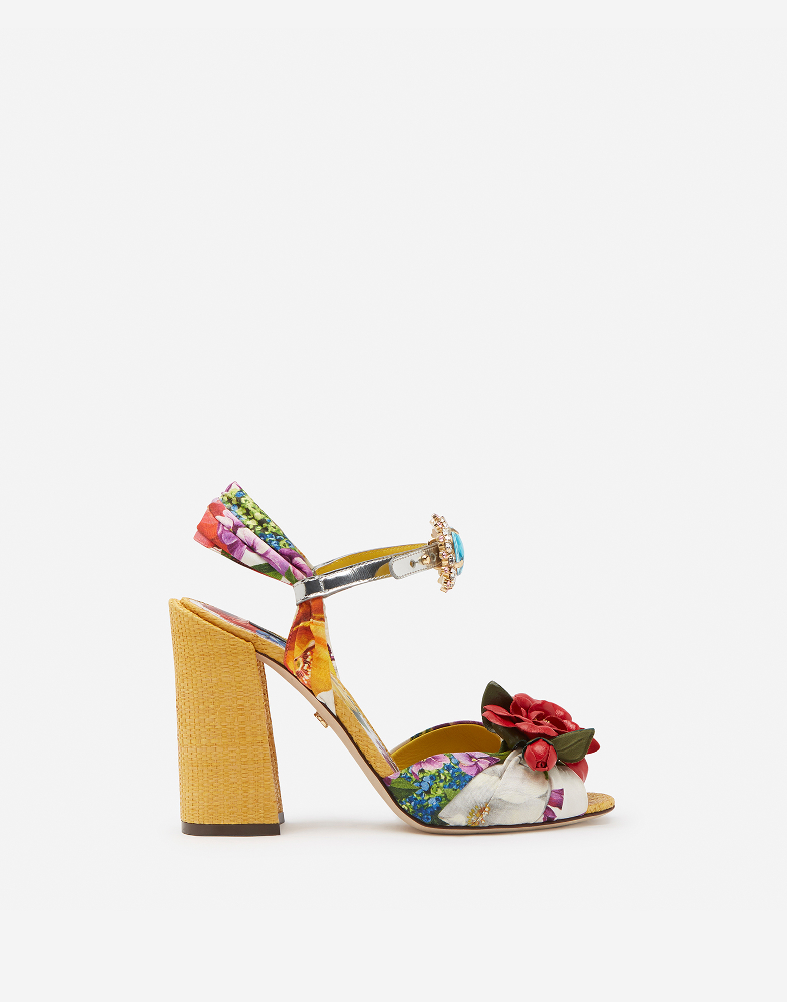 TWILL SILK SANDALS WITH EMBROIDERY