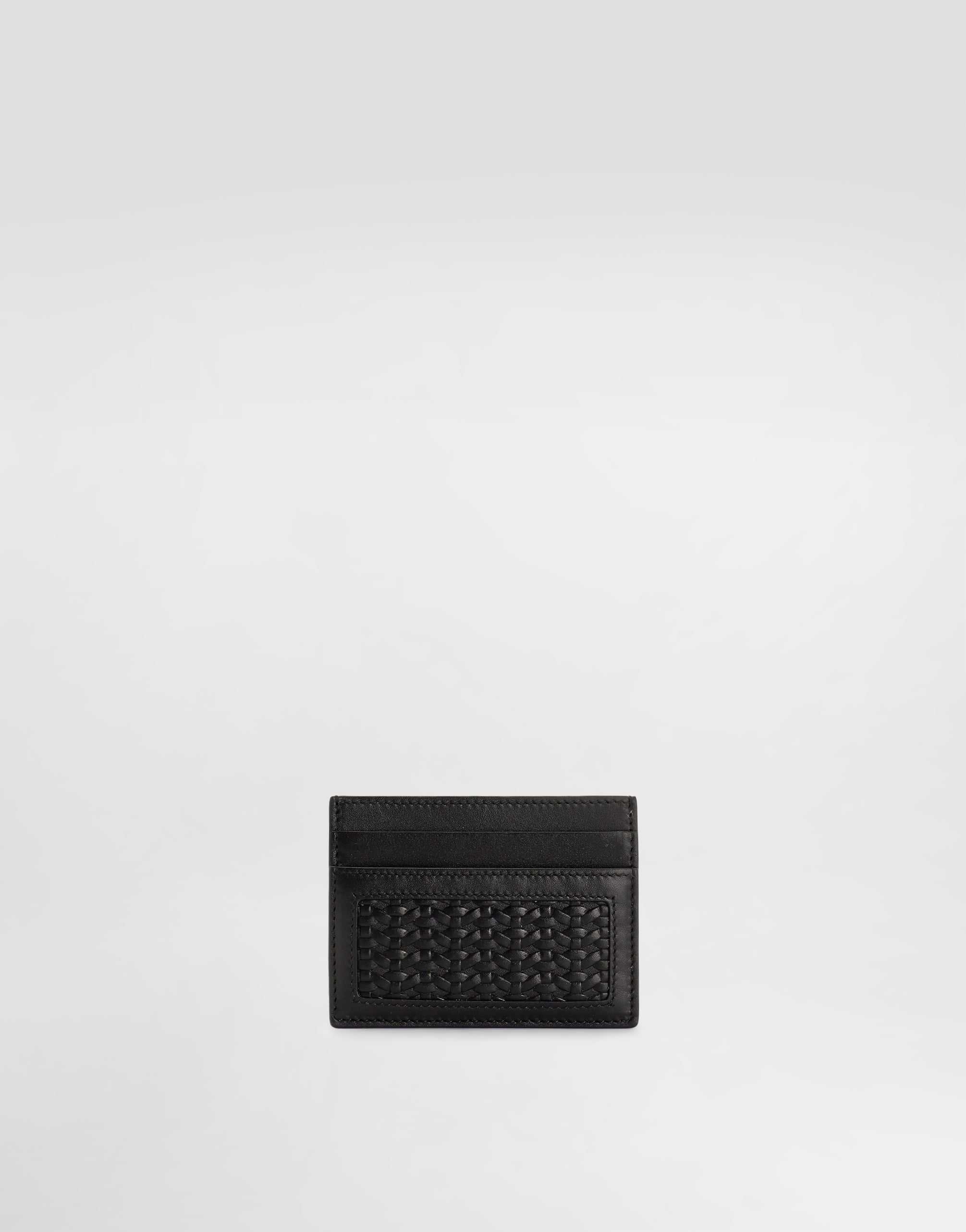  Dolce & Gabbana Dolce & Gabbana Woven Plongé Calfskin Card Holder - Man Wallets And Small Leather Goods Black Onesize 