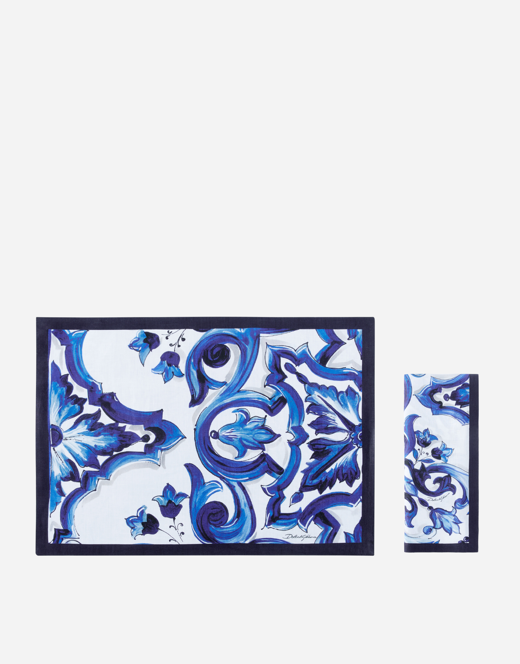 Dolce & Gabbana Set Linen Placemat And Napkin In Multicolor