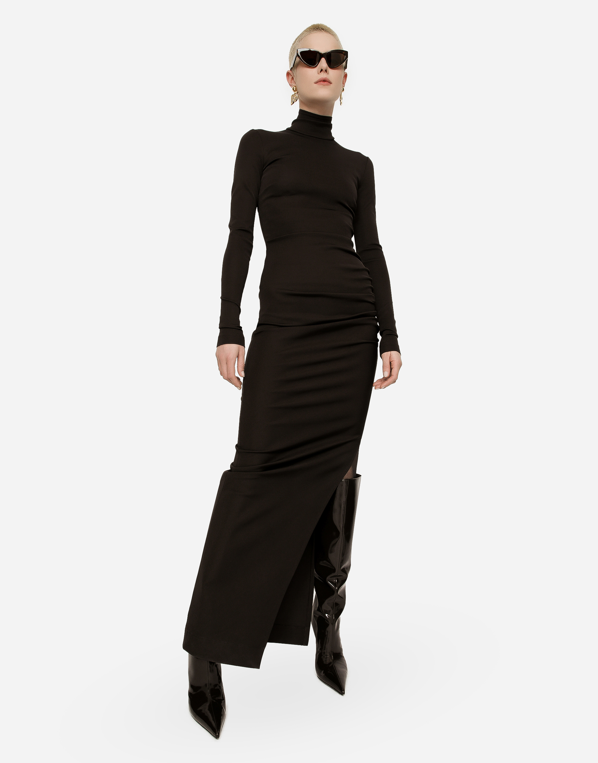 DOLCE & GABBANA LONG JERSEY MILANO RIB DRESS
