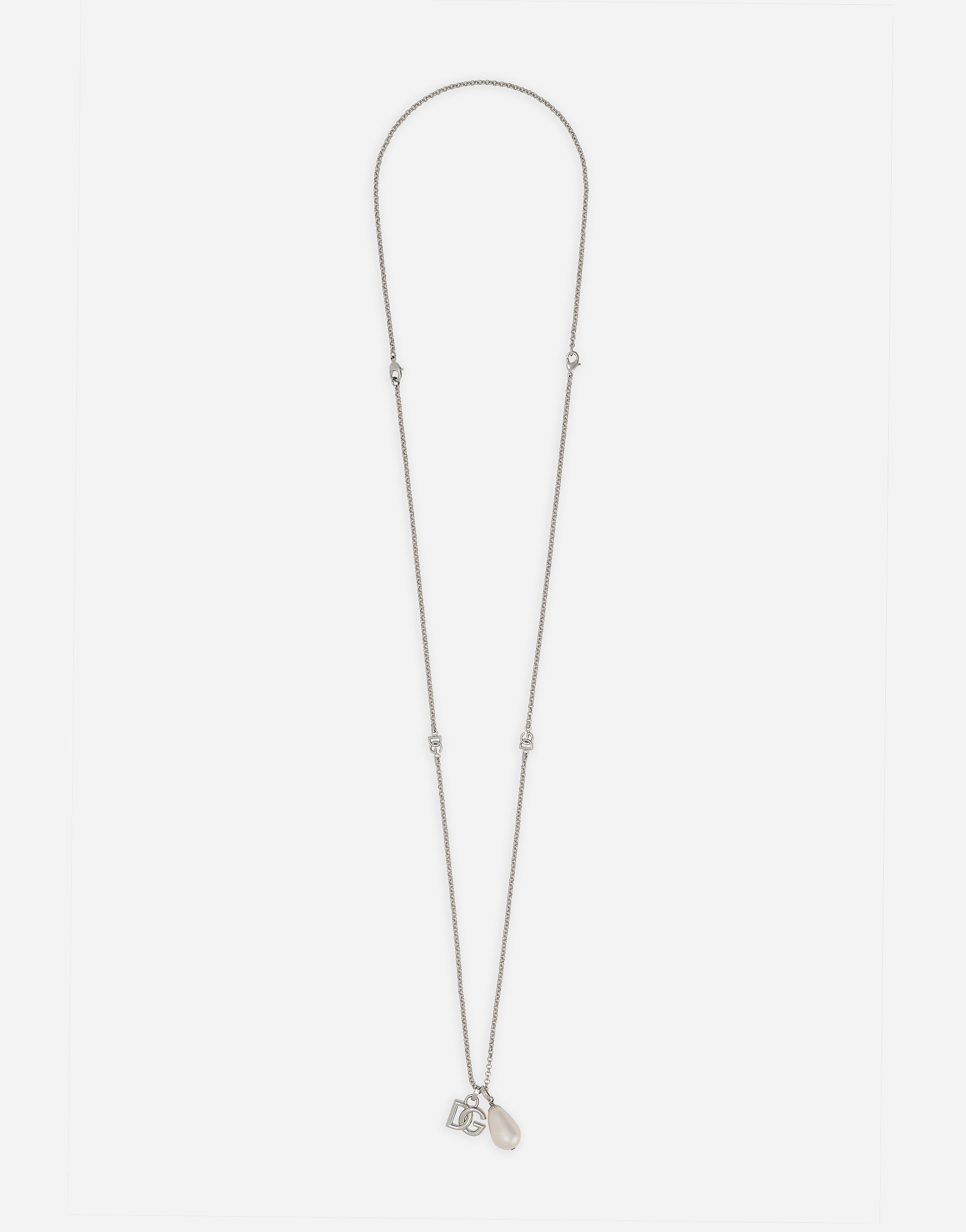 Dolce & Gabbana Dg Logo Teardrop Pendant Necklace In Metallic