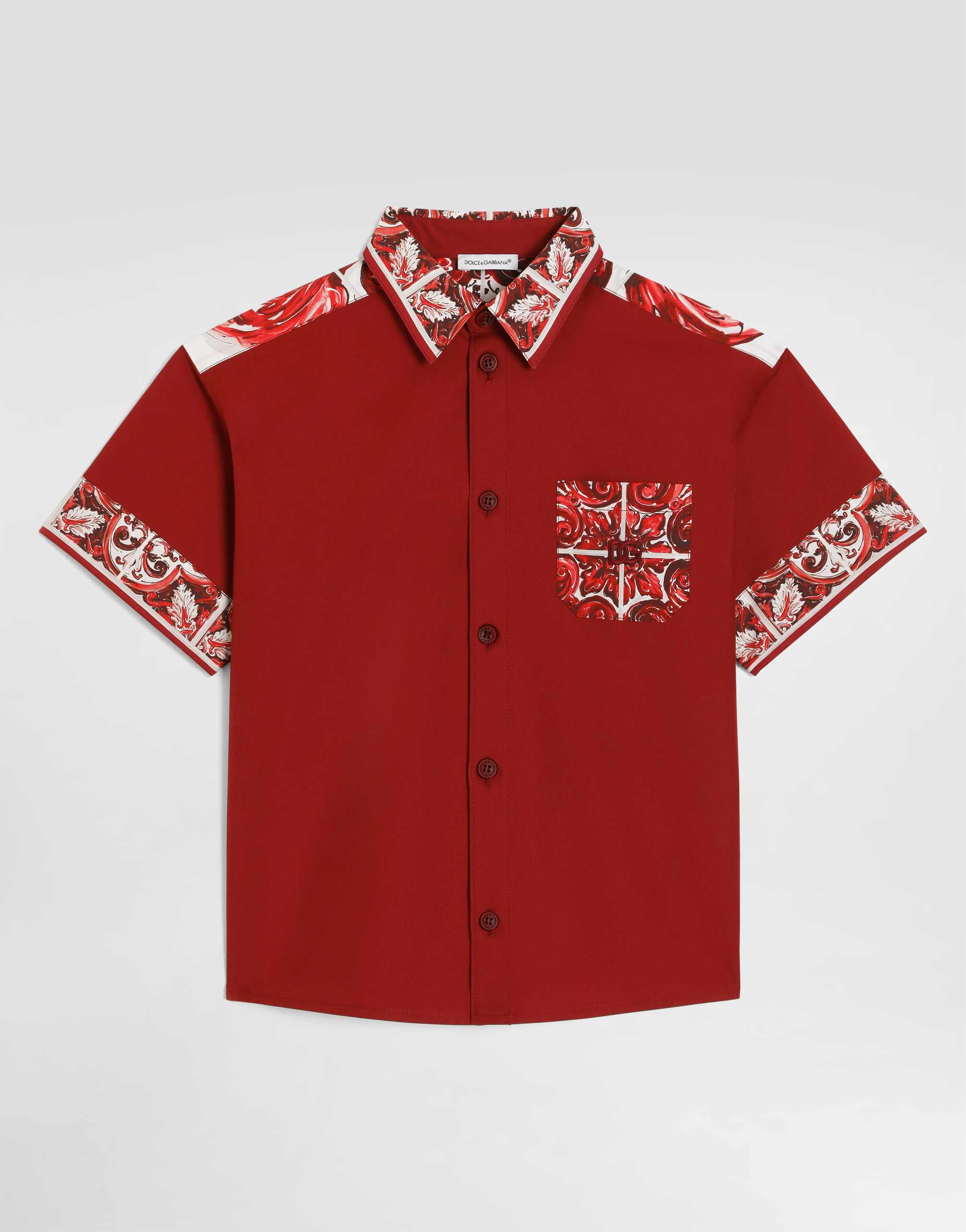 Majolica-print poplin shirt in Multicolor for Boys | Dolce&Gabbana® US