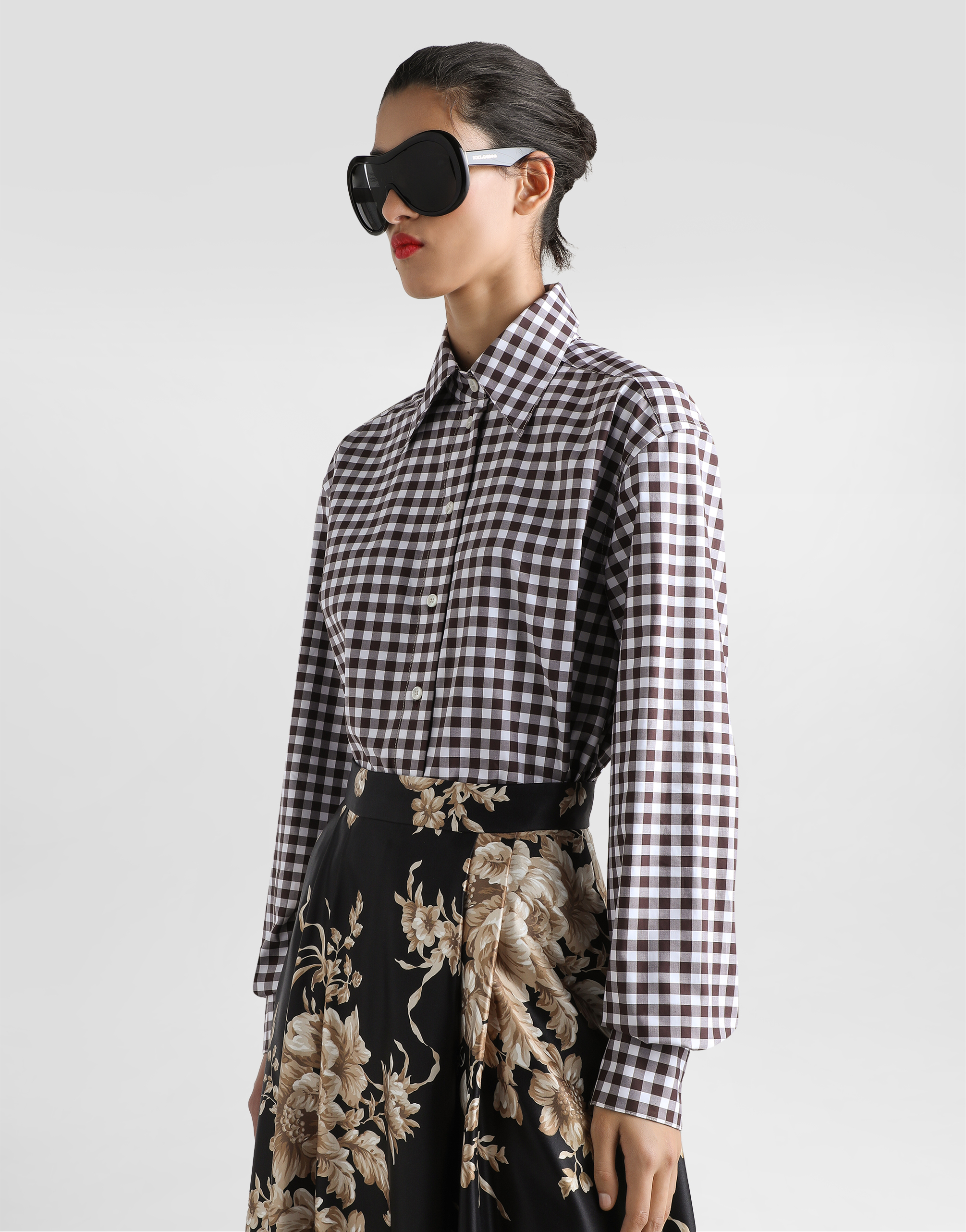 Dolce & Gabbana Gingham-check Shirt In Gray