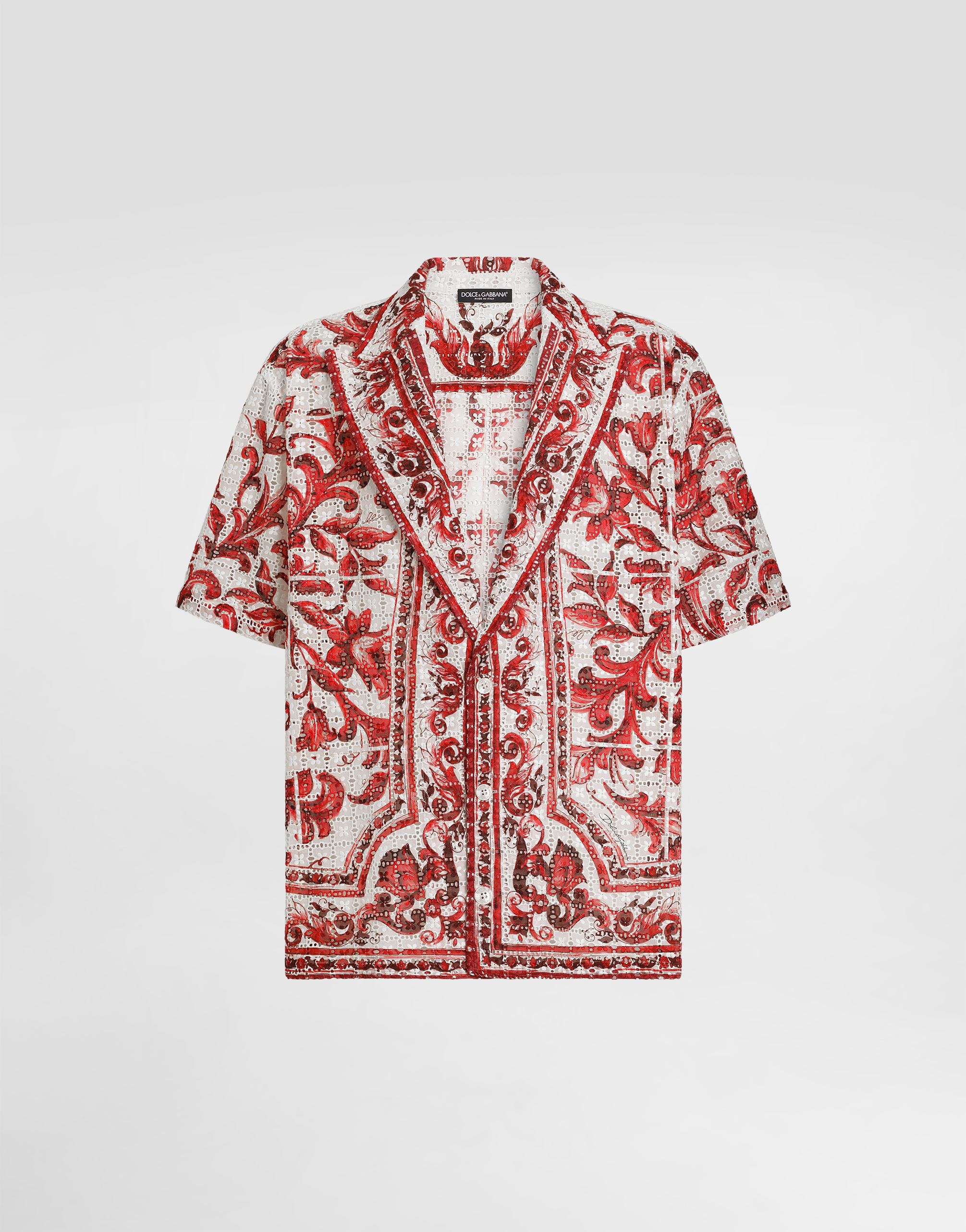 Vanity shirt in majolica-print broderie anglaise lace in