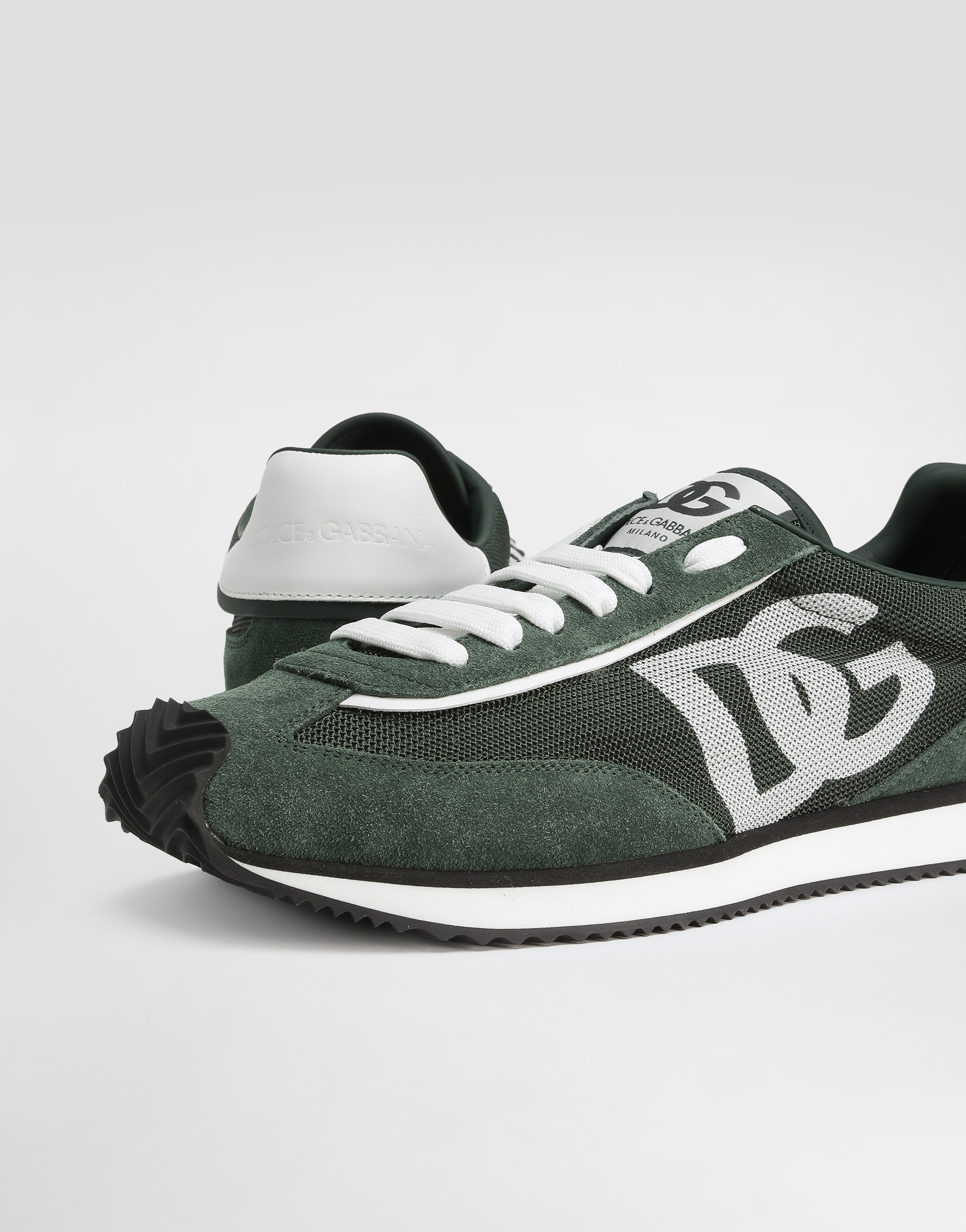 Dolce & Gabbana Multicolor Suede And Mesh Dg Aria Sneakers In Green