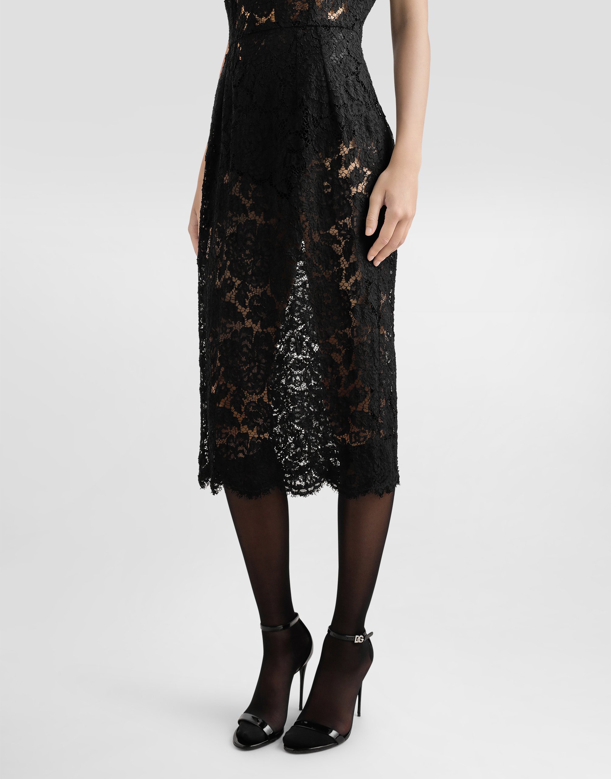 Dolce & Gabbana Stretch Midi Dress Sleeveless In Black In Black