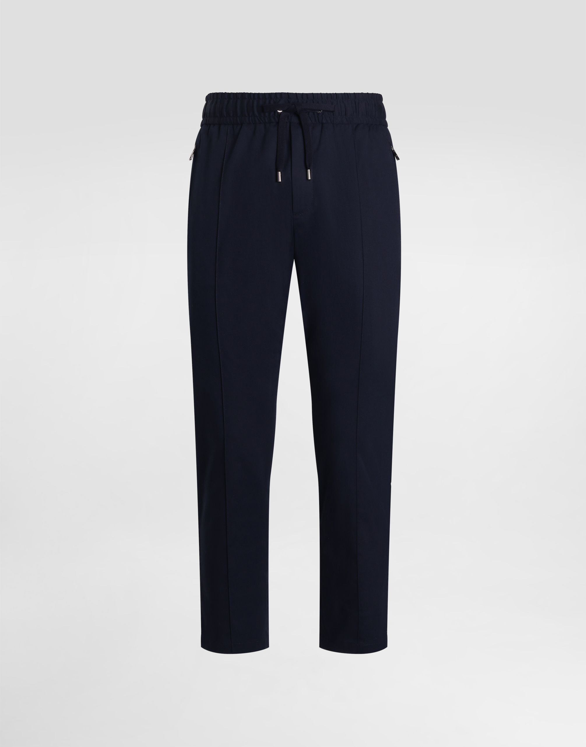 Dolce & Gabbana Stretch Cotton Gabardine Jogging Trousers In Blue
