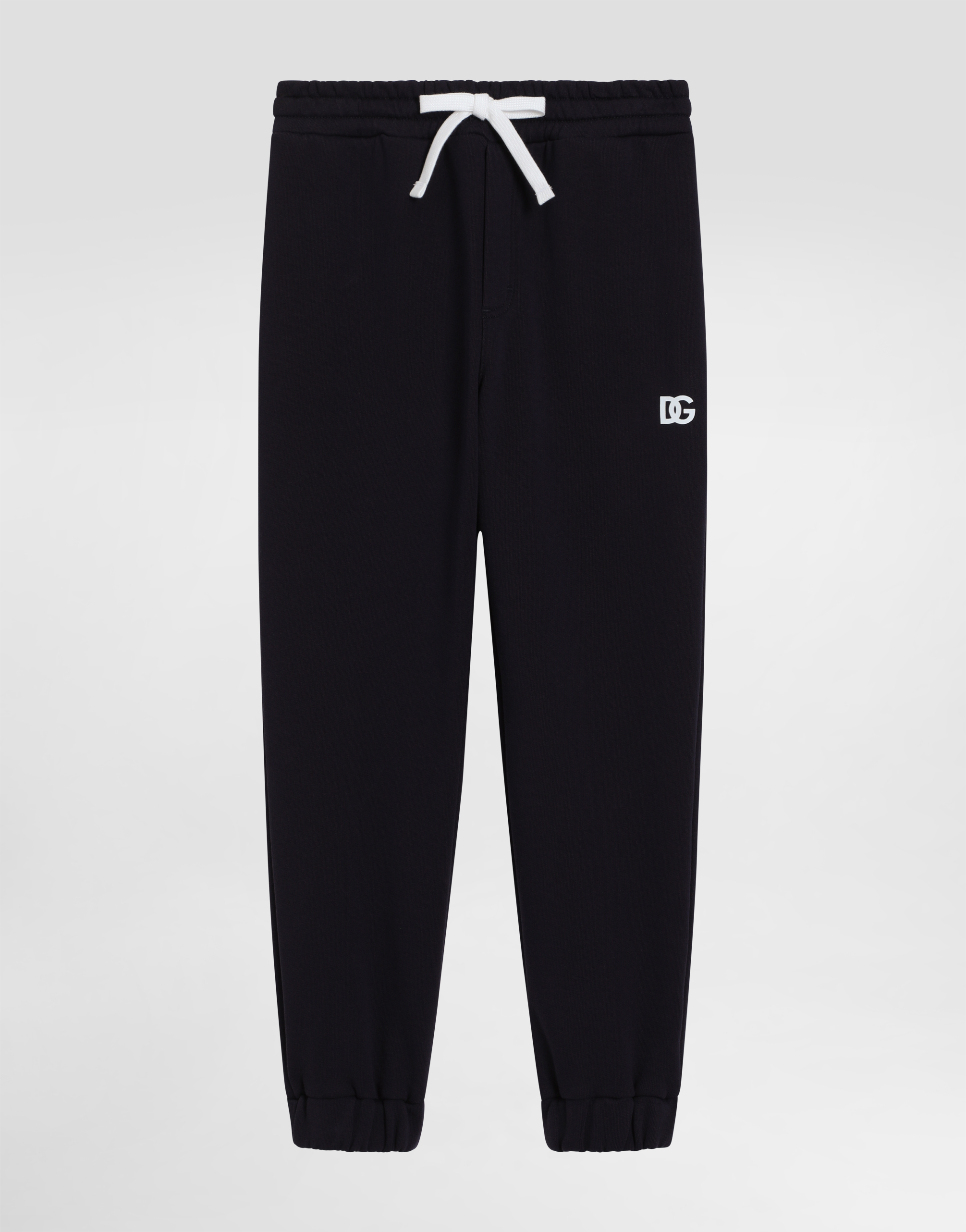 Dolce & Gabbana Fleece Jogging Pants With Dg Logo In Blue