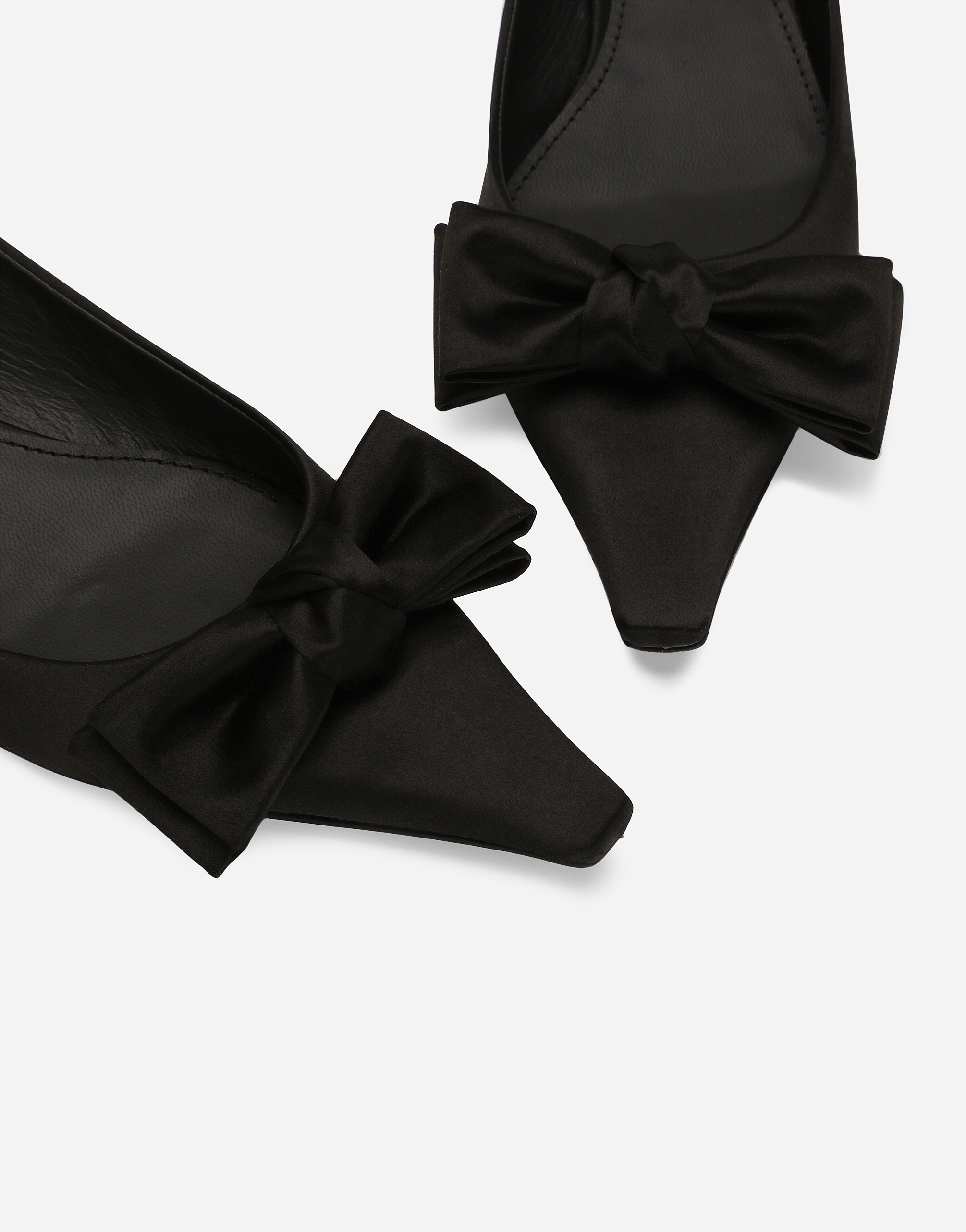 Dolce & Gabbana Satin Slingbacks With Bow Detail In Black