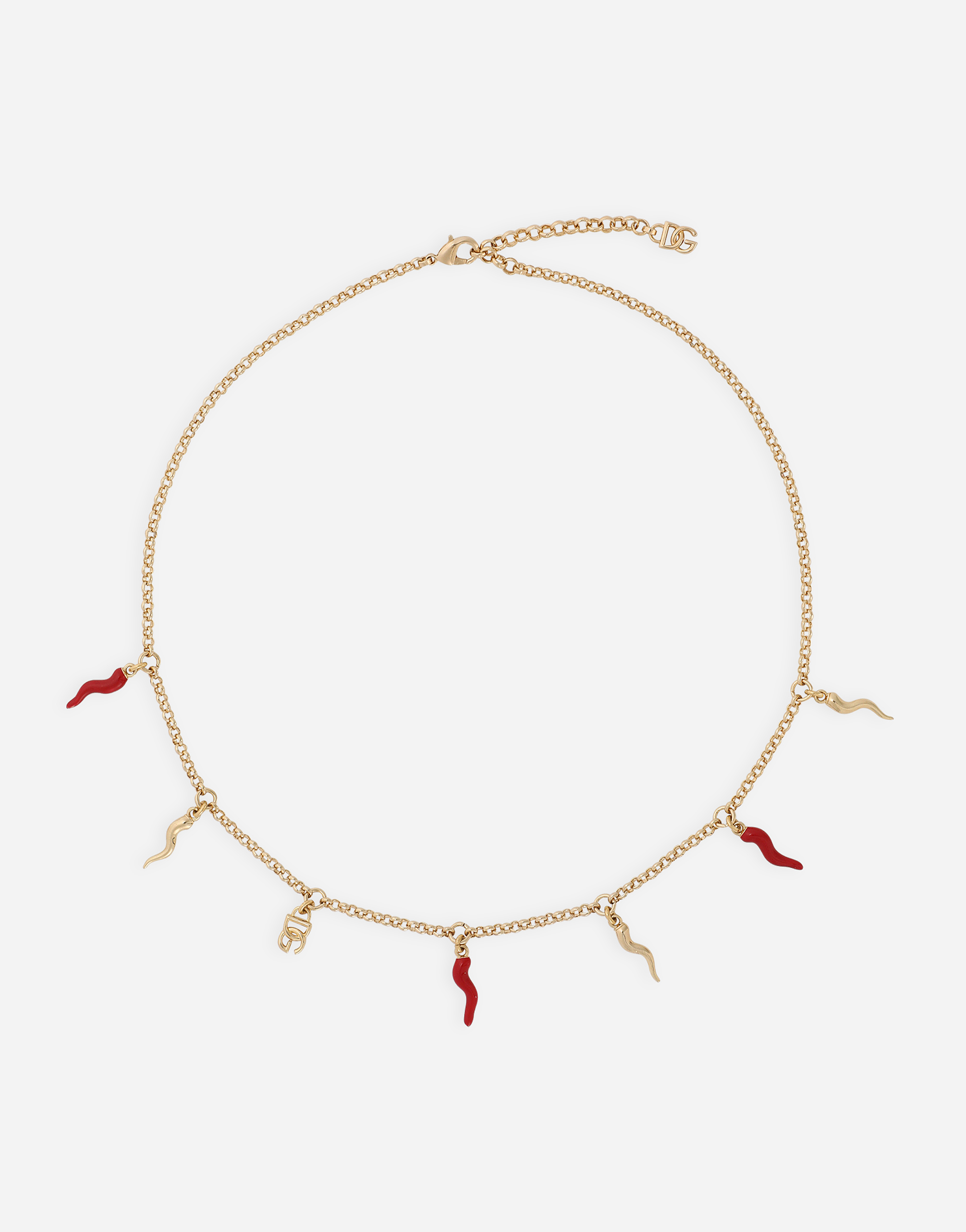 Dolce & Gabbana Necklace With Dg Logo And Horn Charms - Woman Bijoux Gold Metal Onesize