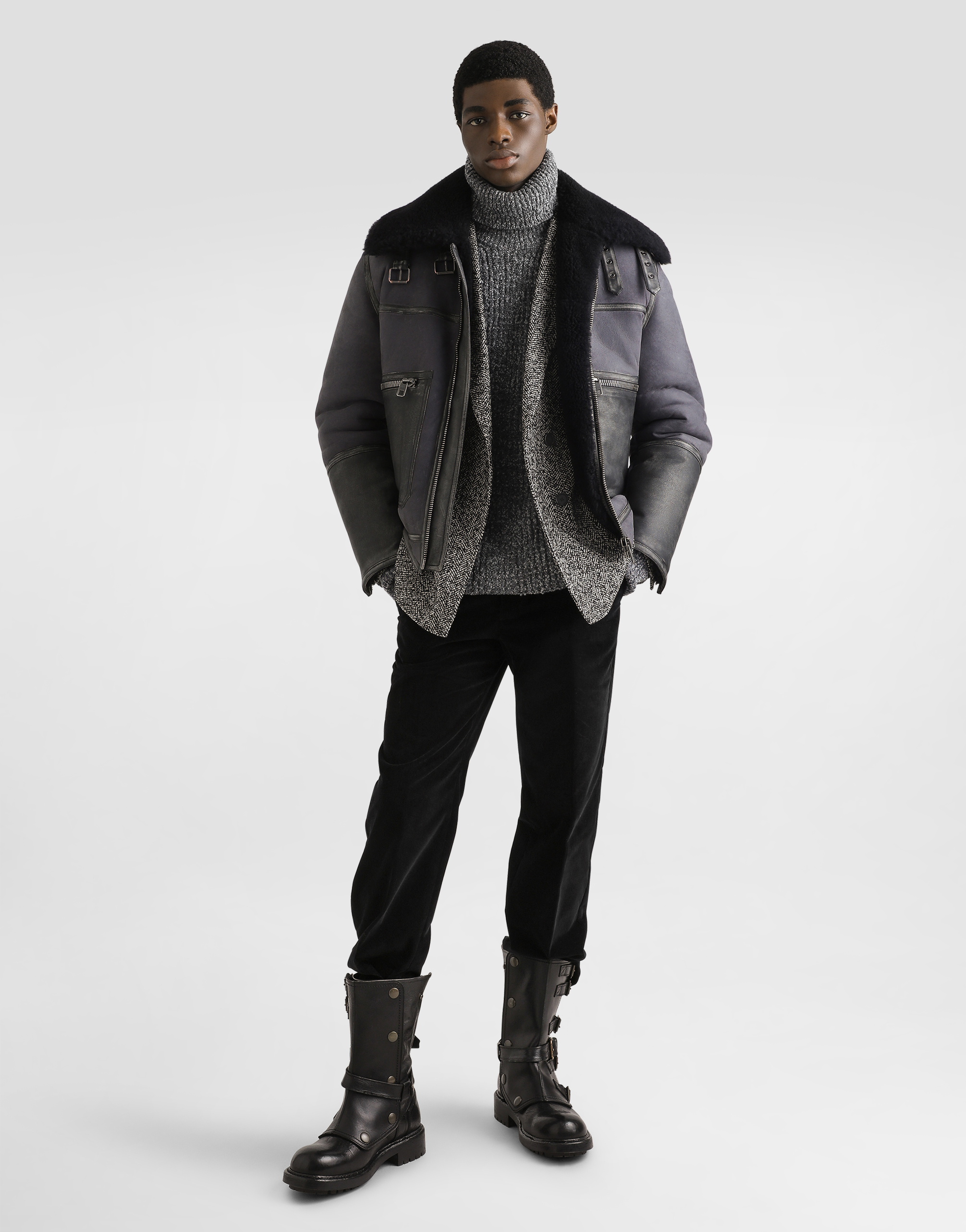 Double-breasted jacket chevron wool