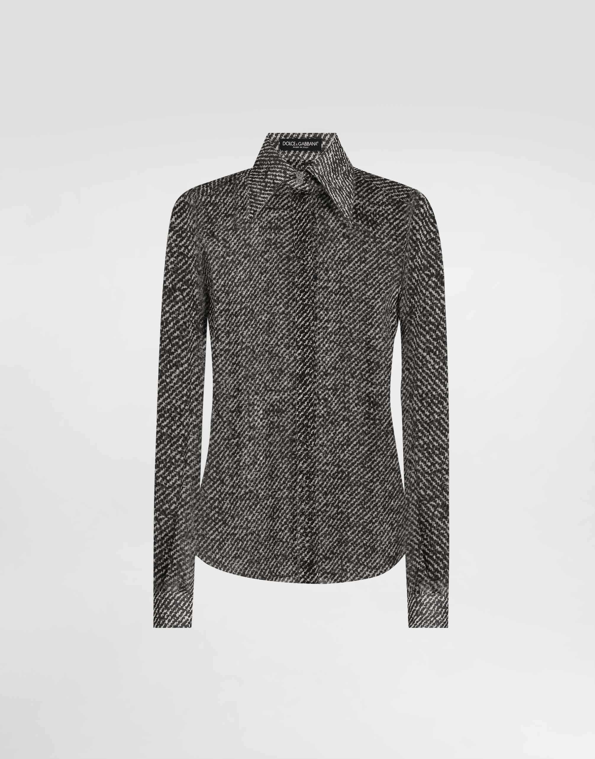 Silk chiffon shirt with bouclé print