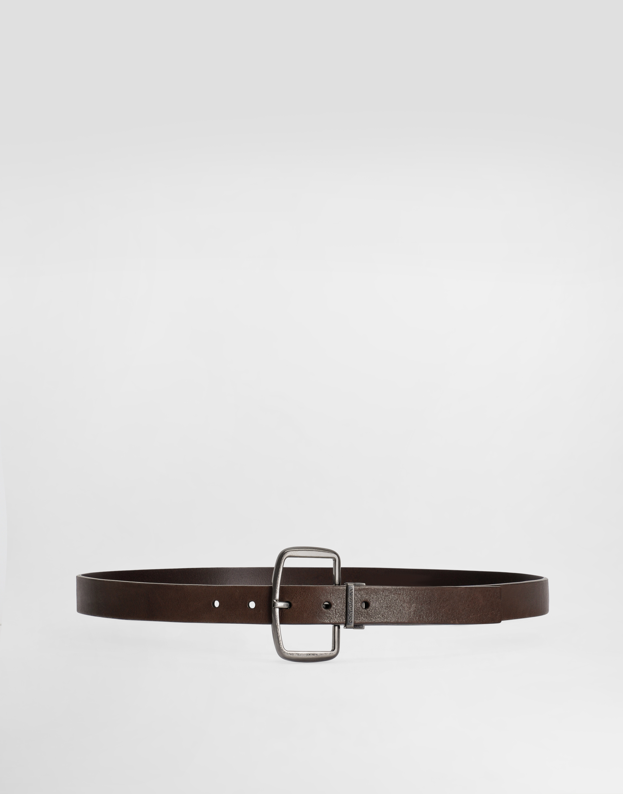 Dolce & Gabbana Rectangle-buckle Leather Belt In Brown