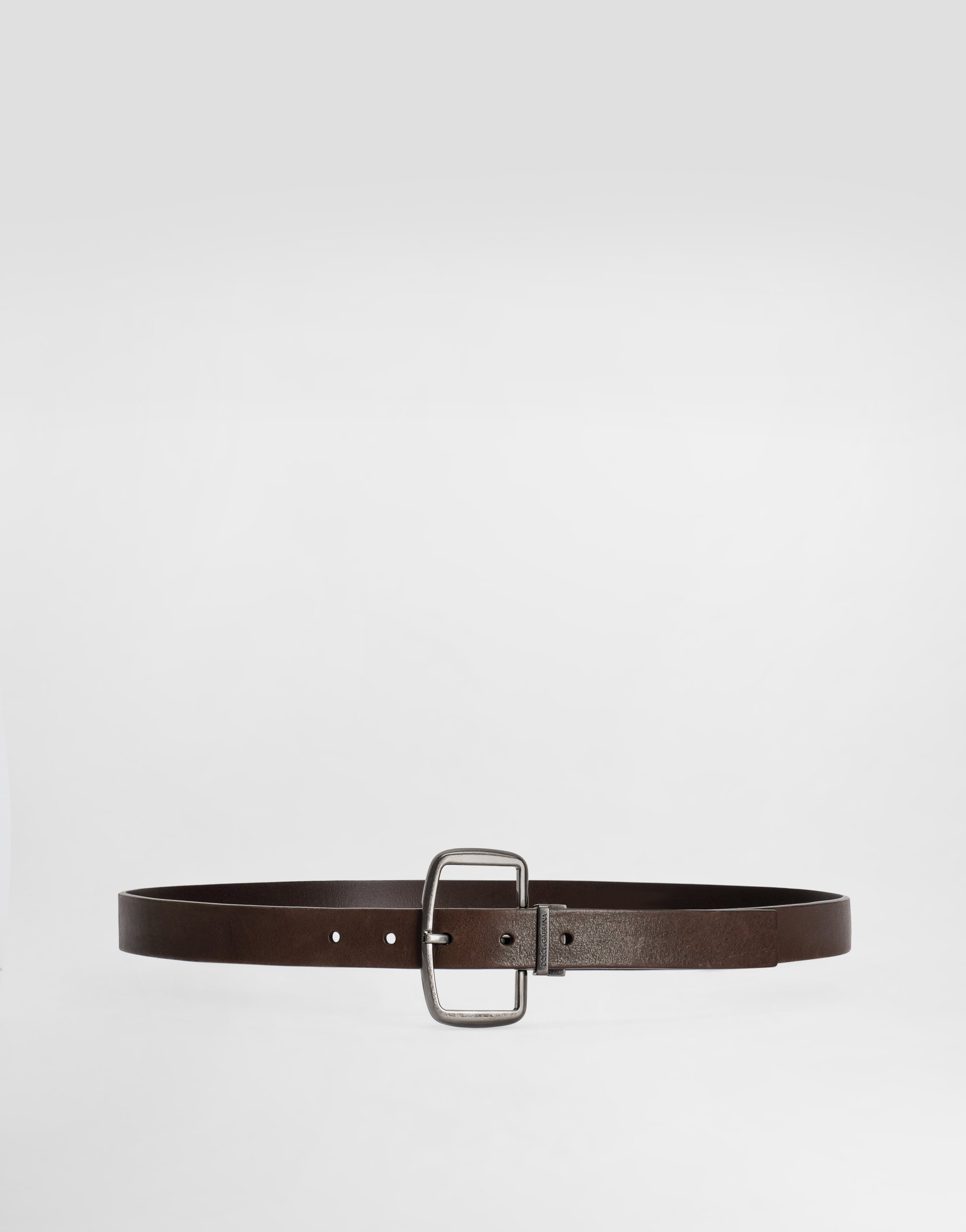 Dolce & Gabbana Rectangle-buckle Leather Belt In Brown