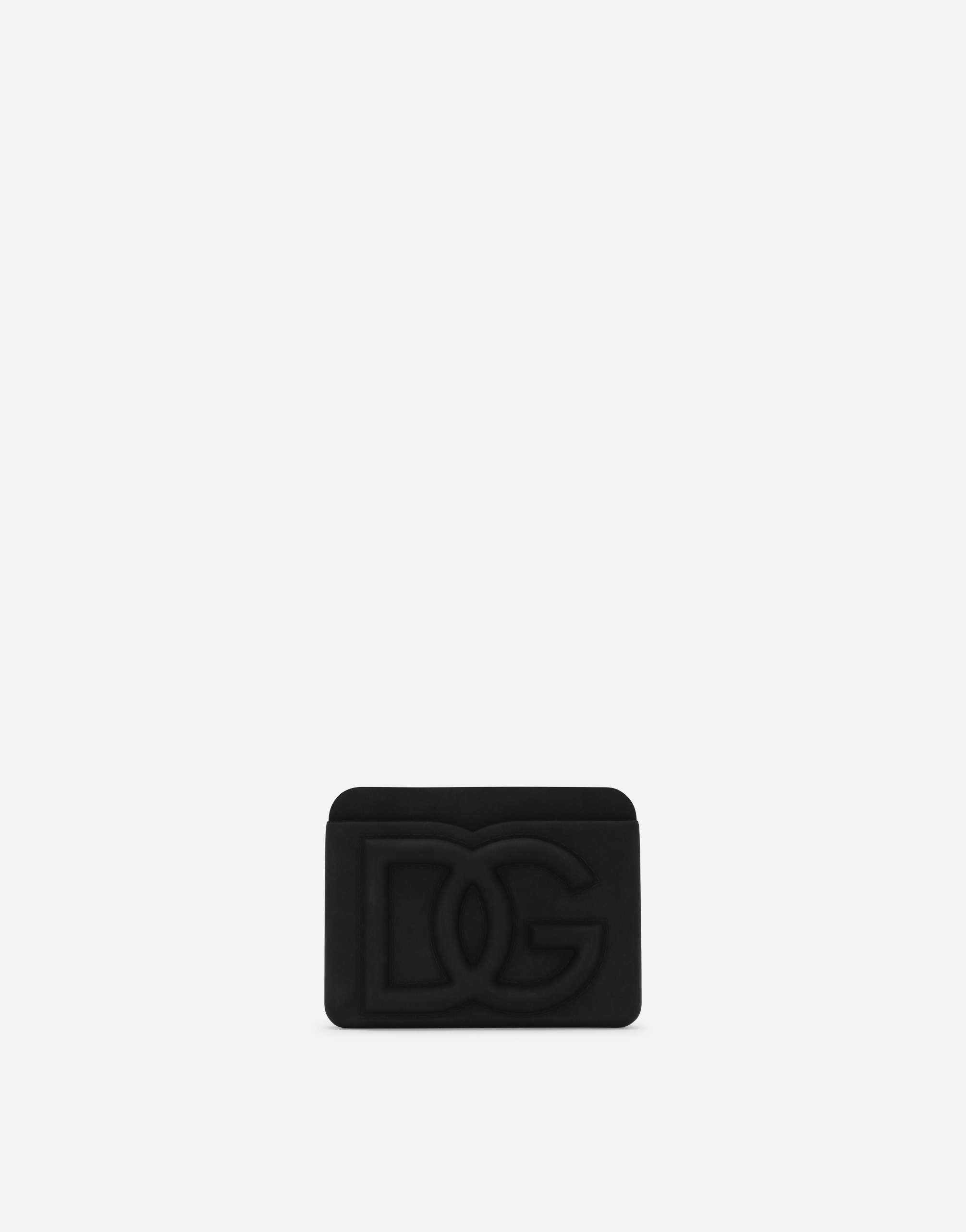 Dolce & Gabbana Rubber Card Holder With Embossed Logo In Black