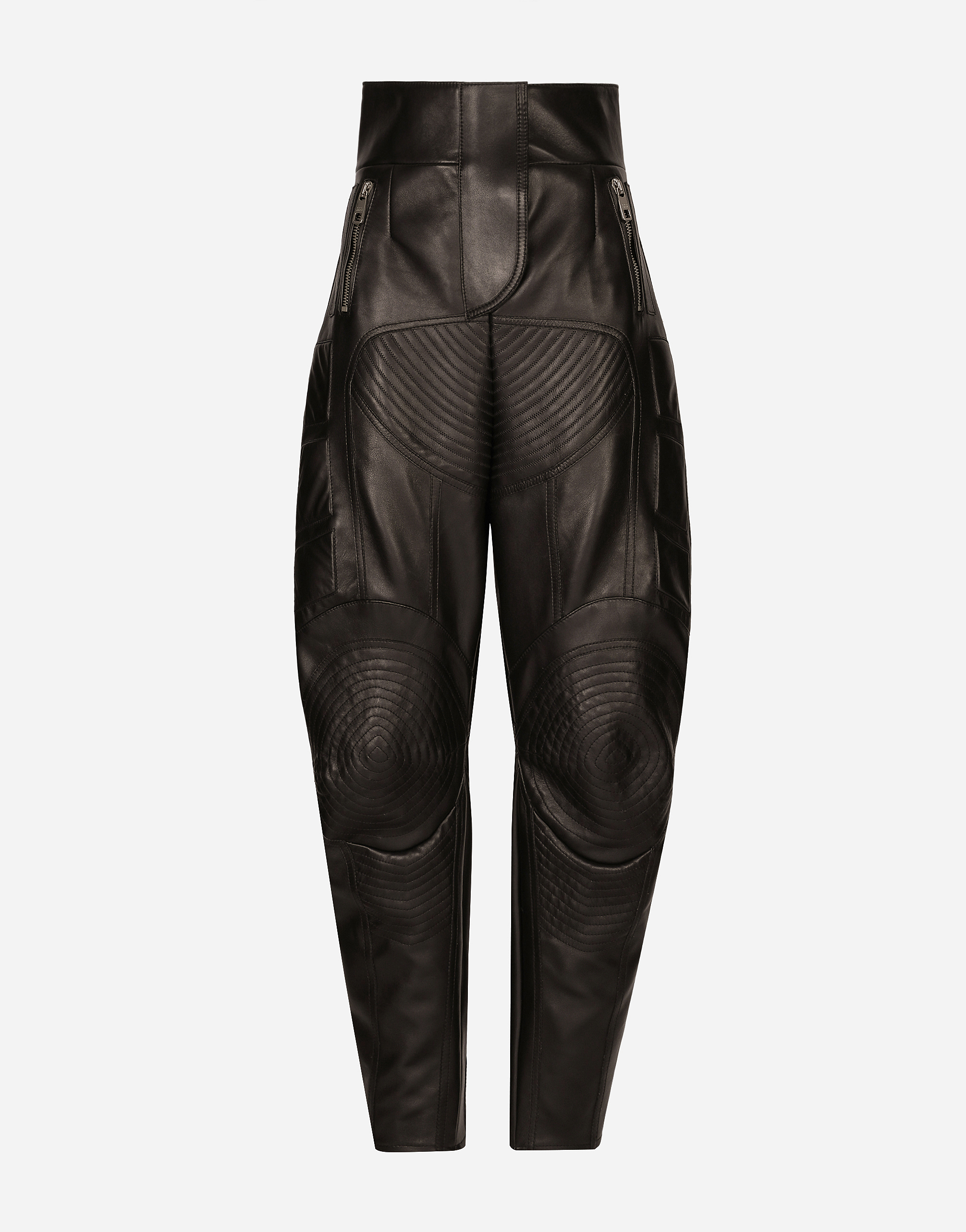 Shop Dolce & Gabbana High-waisted Leather Biker Pants In Black