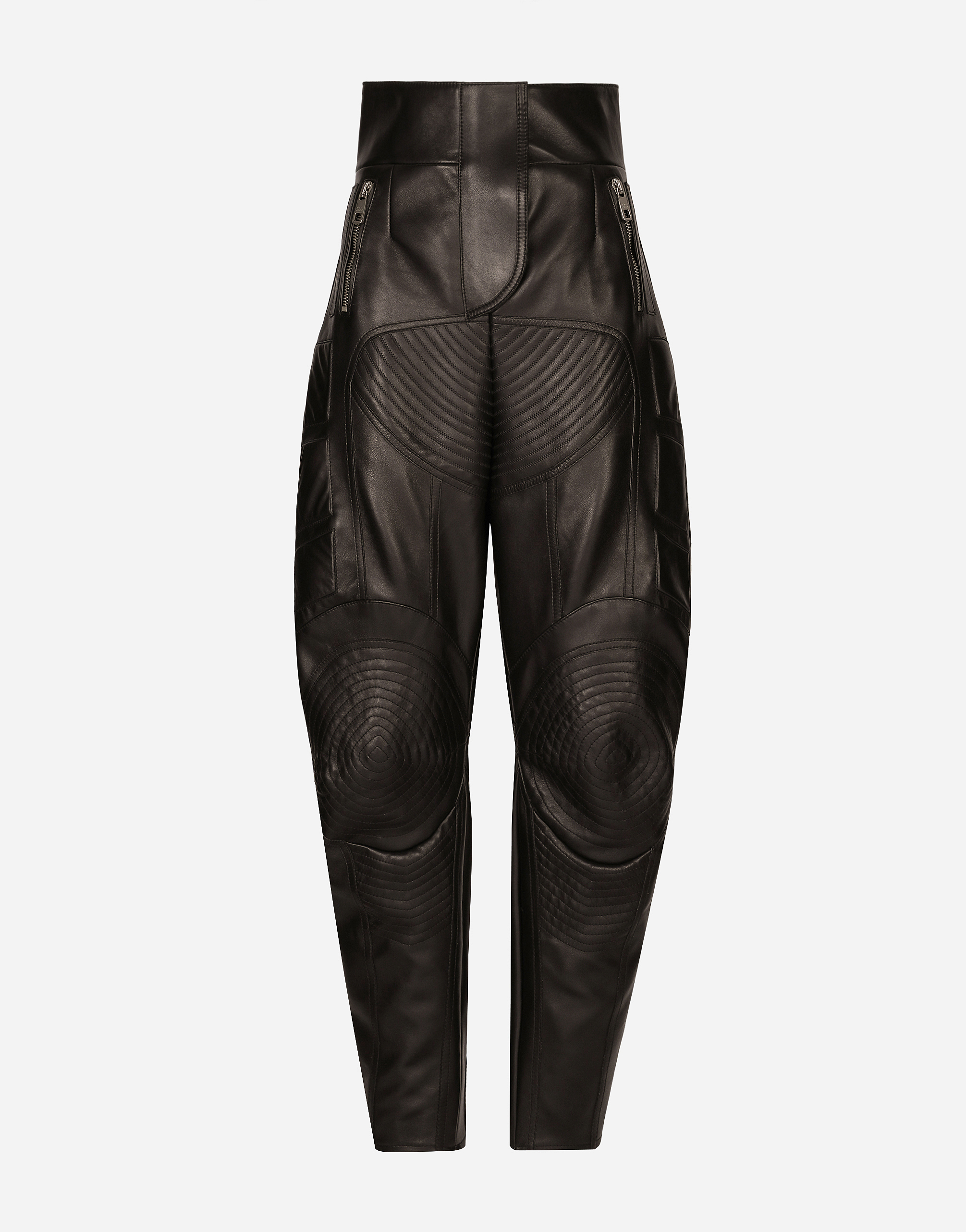 Dolce & Gabbana High-waisted Leather Biker Pants - Woman Pants And Shorts Black Leather