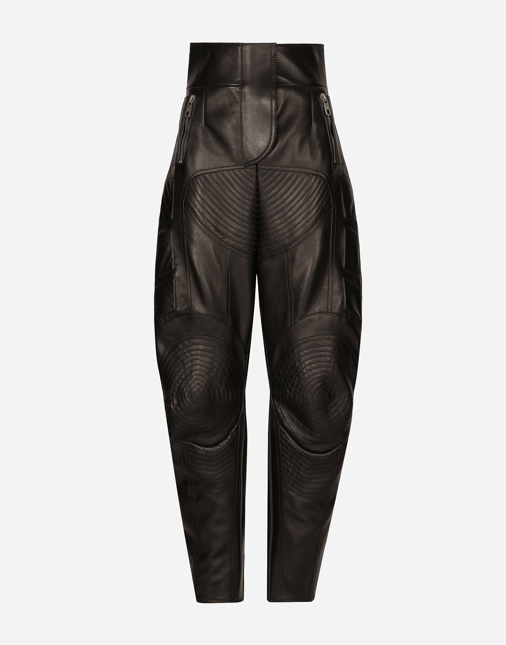 Dolce & Gabbana Panelled Leather High-waisted Trousers In Black