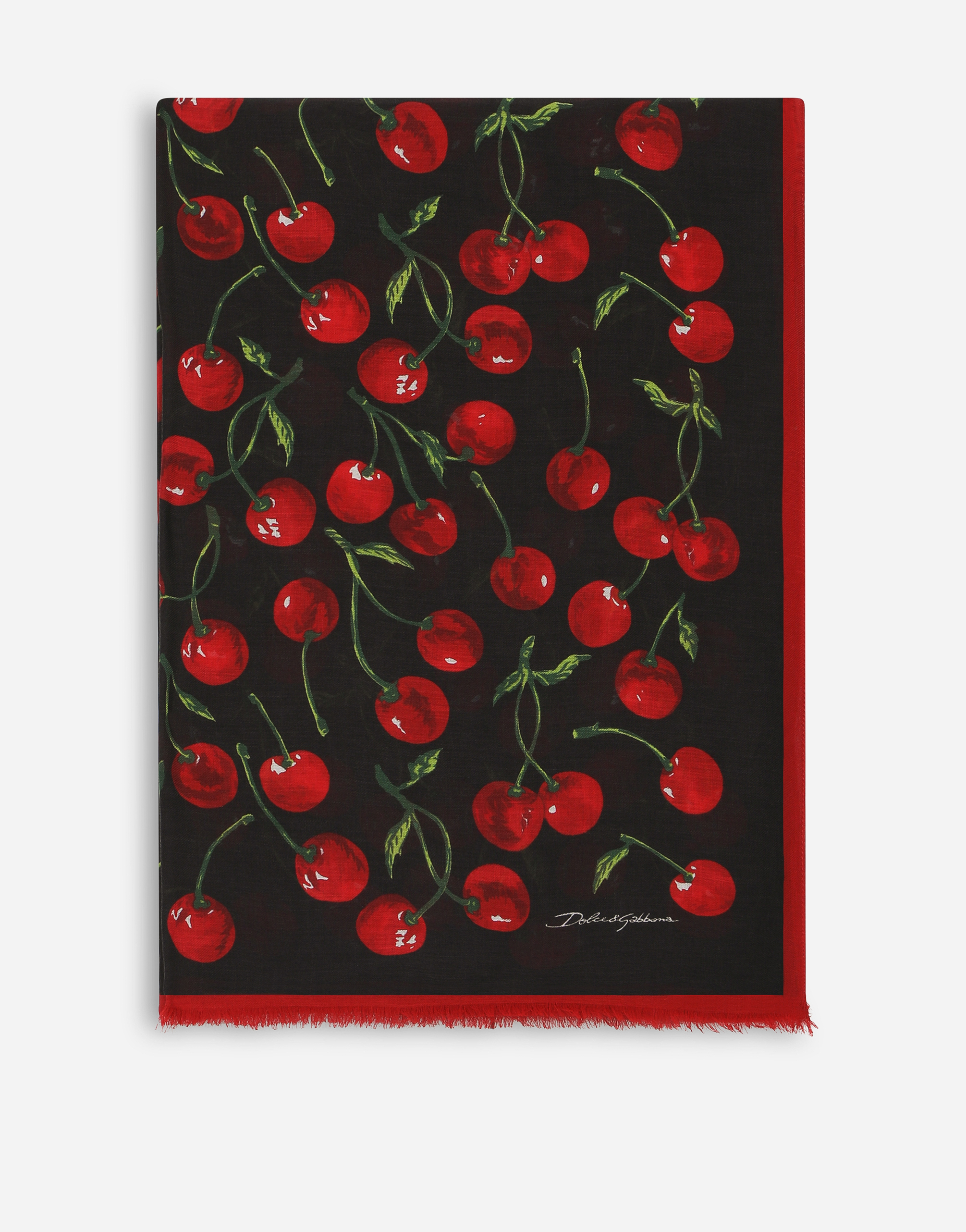 Dolce & Gabbana Cherry-print Cashmere And Modal Scarf (135x200) In Multicolor
