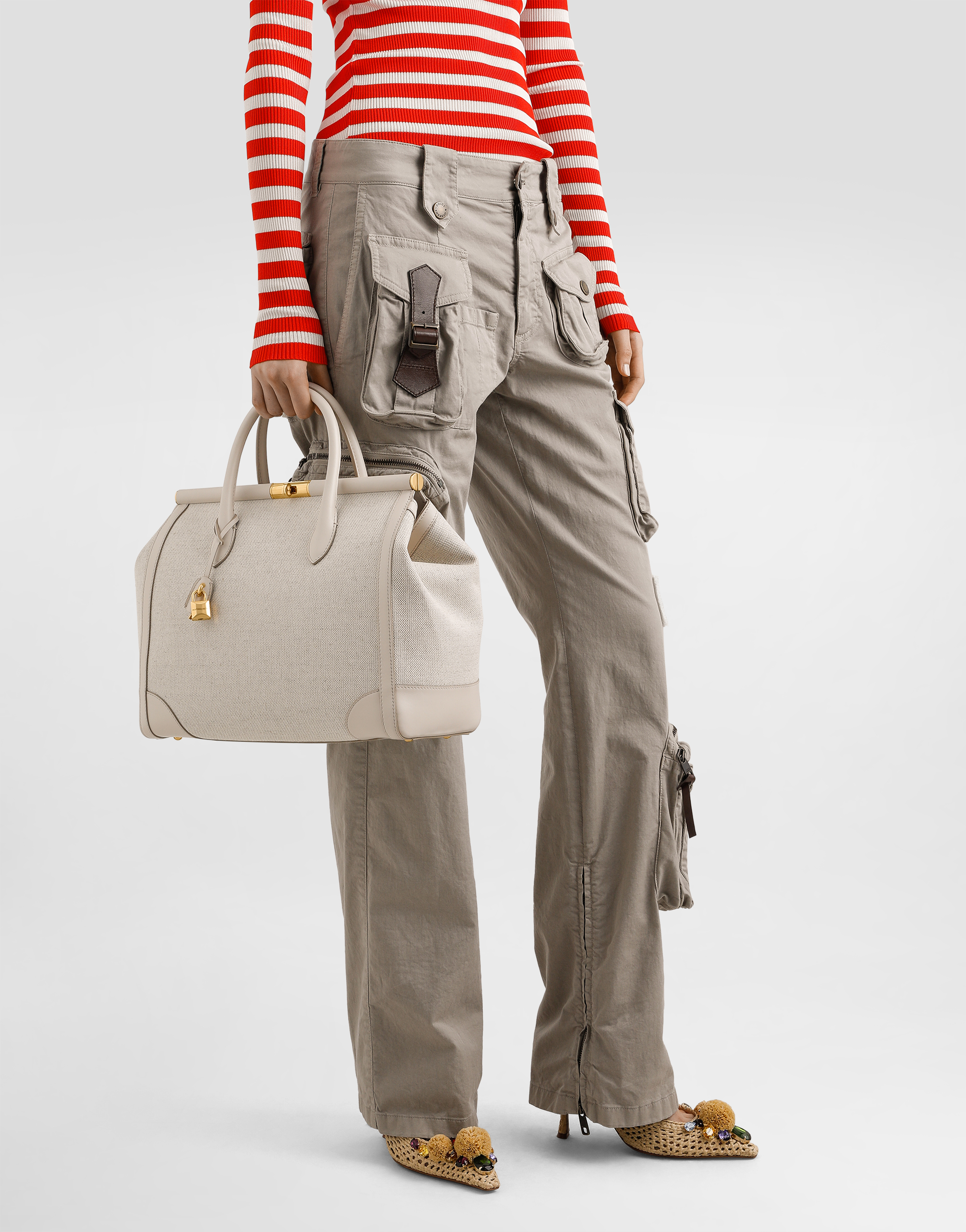 Dolce & Gabbana Marlene Fabric And Calfskin Handbag In Multi
