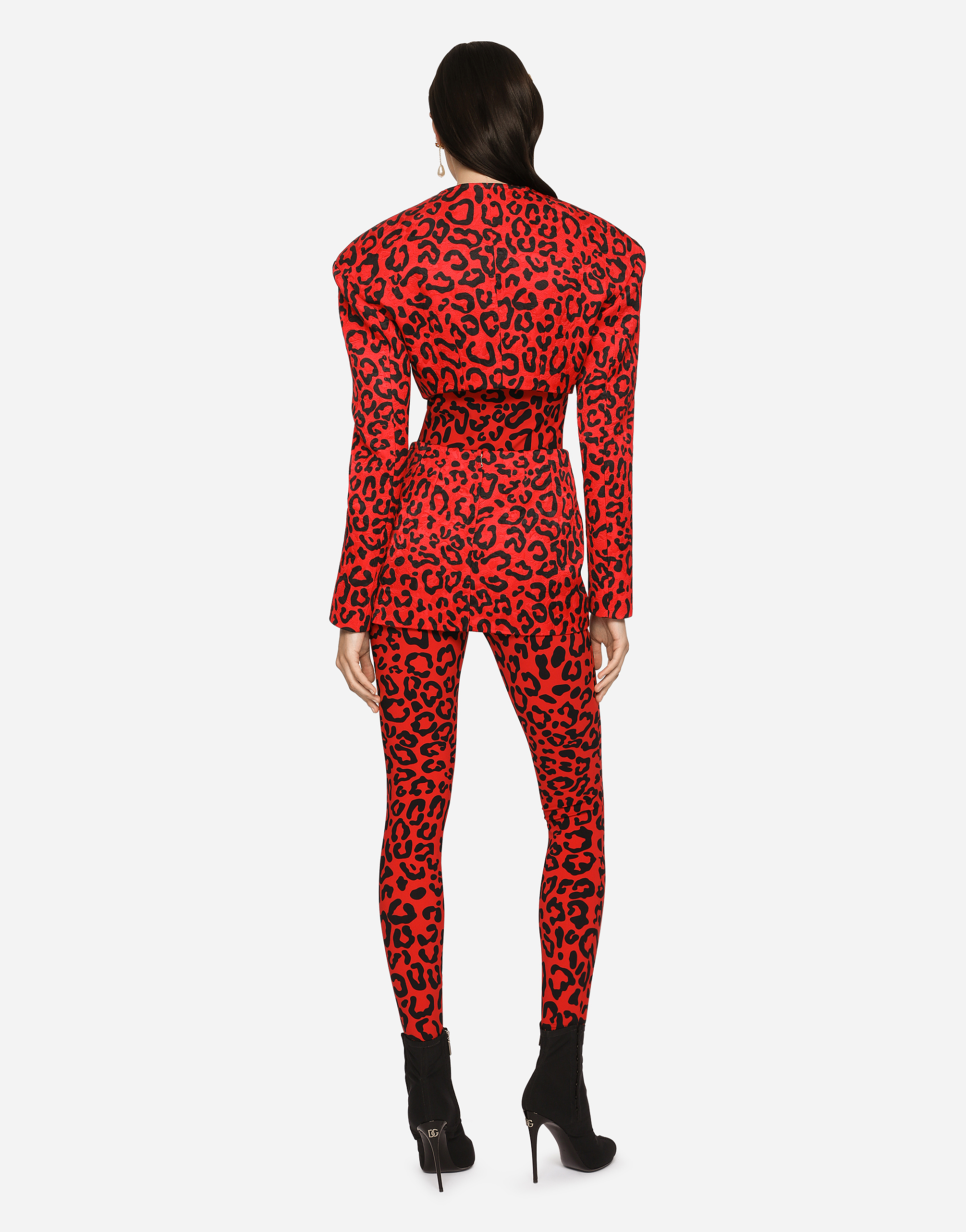 DOLCE & GABBANA LEOPARD-PRINT BROCADE MINISKIRT