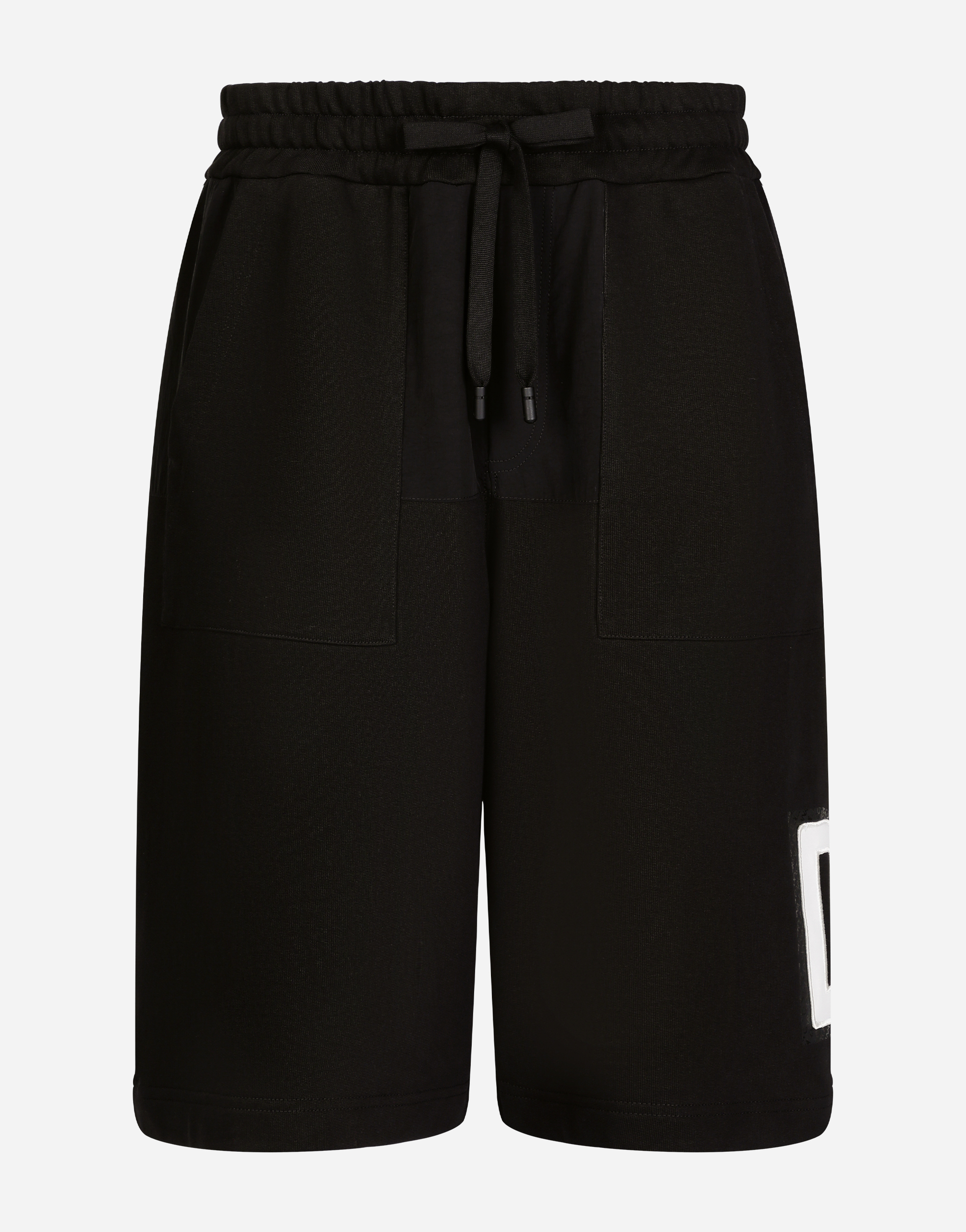 Dolce & Gabbana Black Bermuda Shorts With Contrasting Dg Patch In ブラック