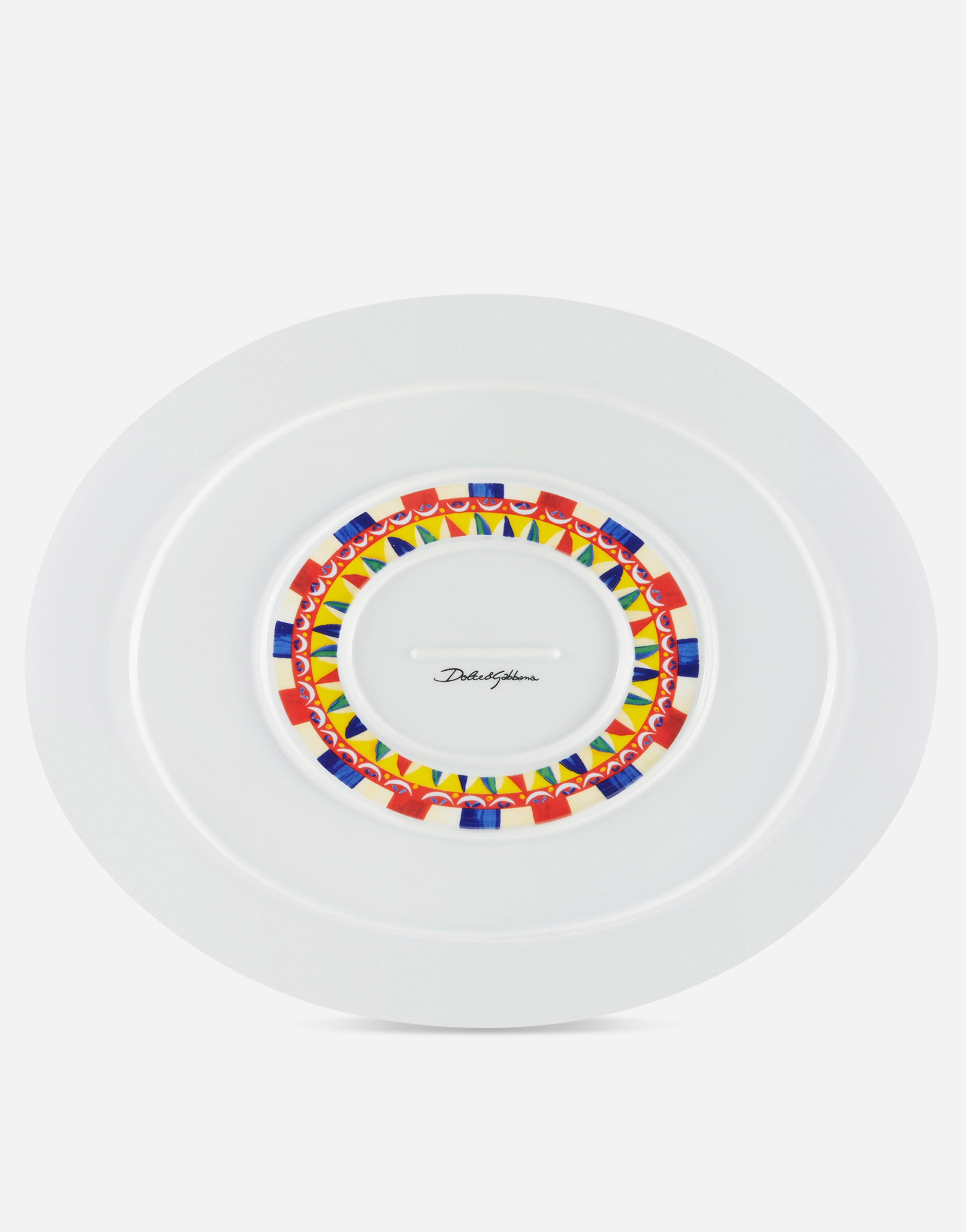 Dolce & Gabbana Geometric-print Porcelain Platter In Multicolor