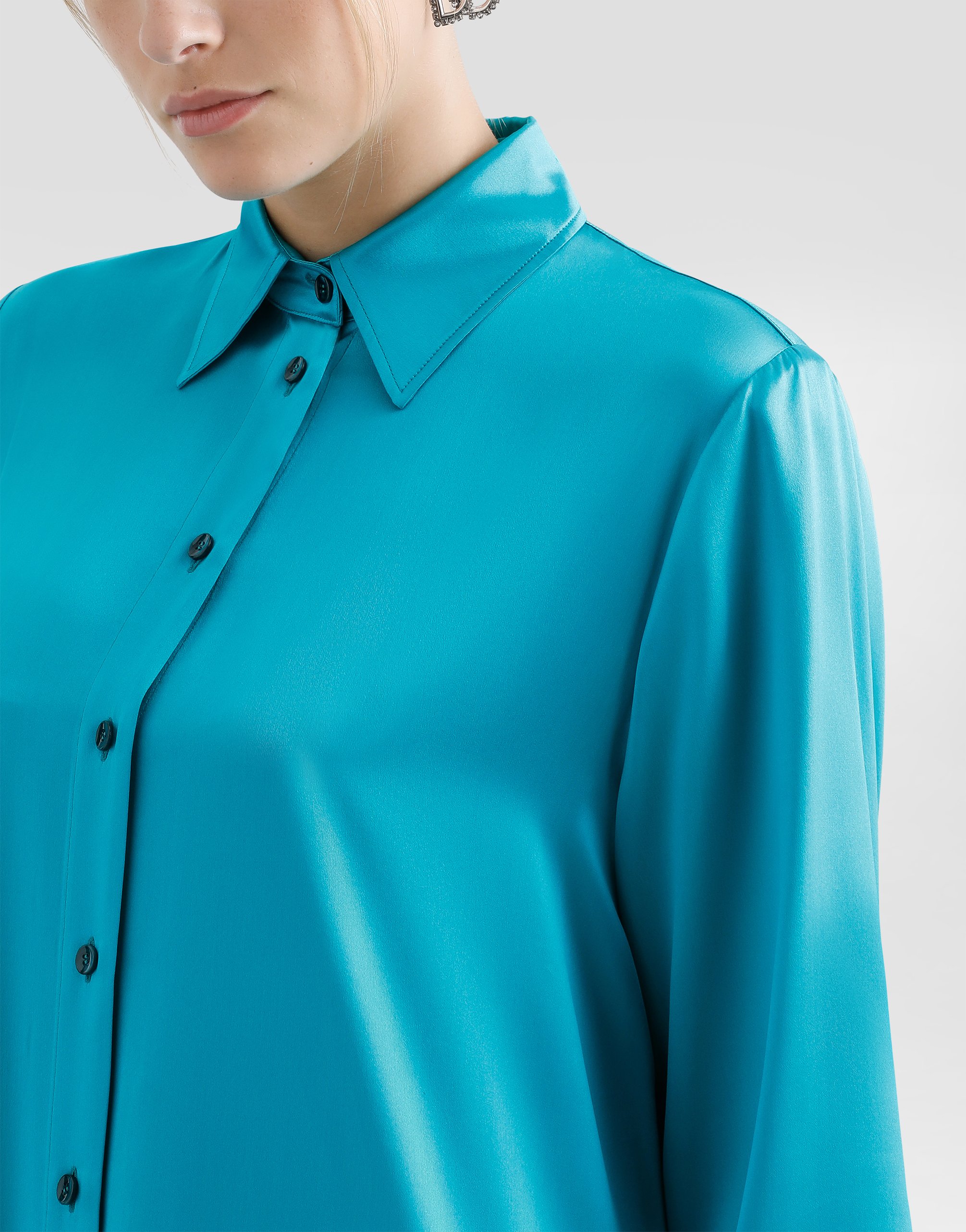 Dolce & Gabbana Long Silk Satin Caftan In Green
