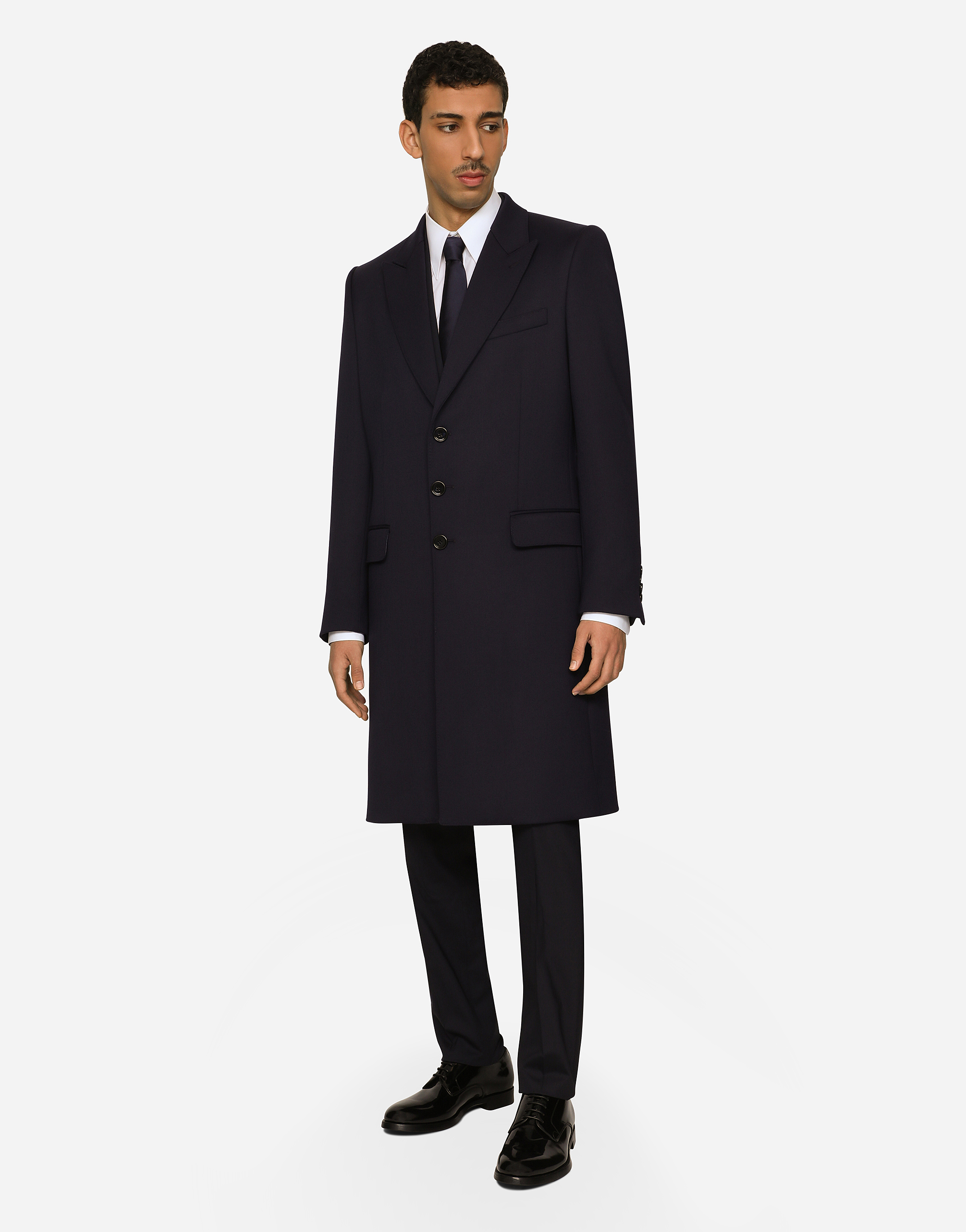 Shop Dolce & Gabbana Single-breasted Technical Stretch Wool Coat In Blue