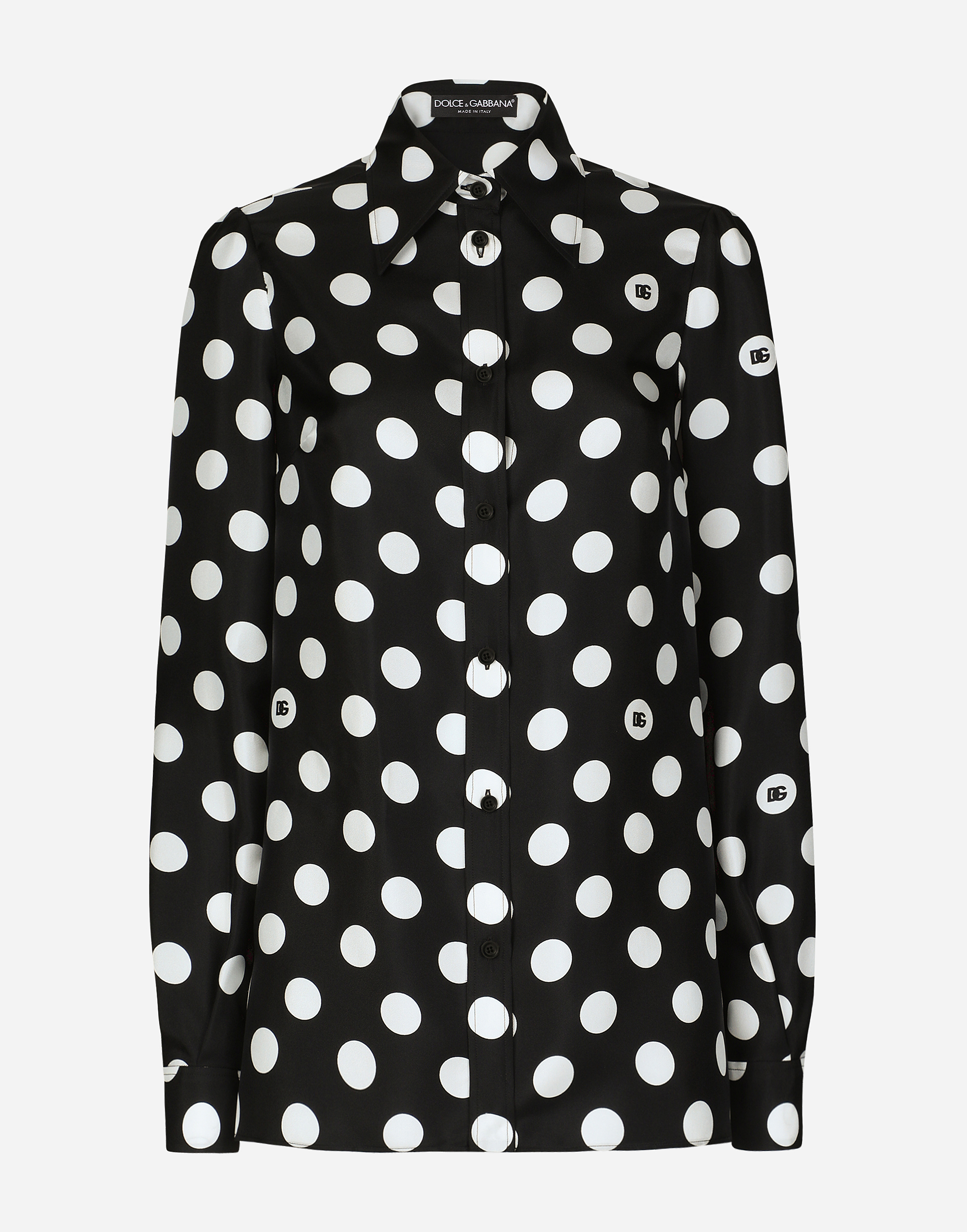 Dolce & Gabbana Polka Dot Pointed Collar Long Sleeve Shirt In プリ