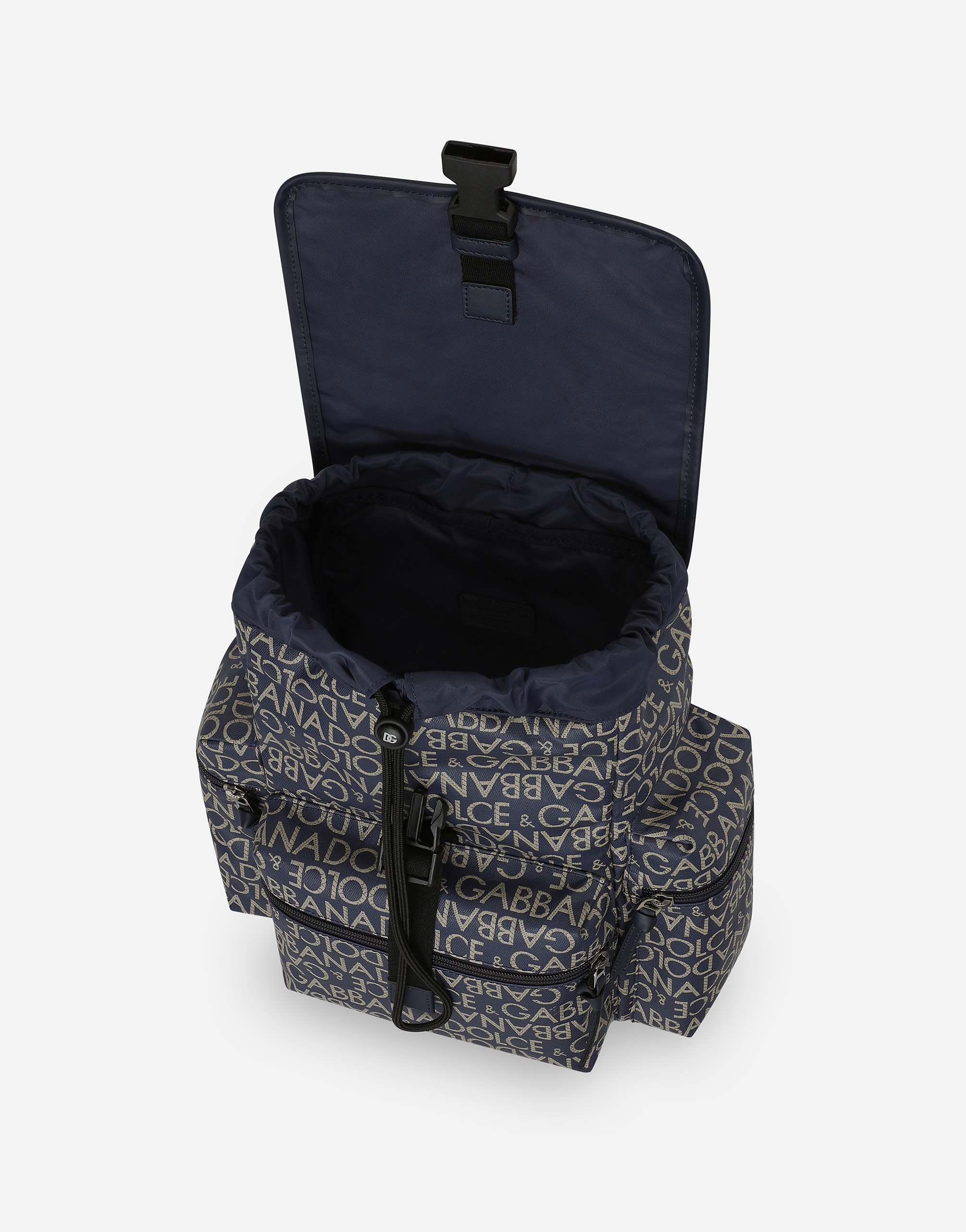 Shop Dolce & Gabbana Coated Jacquard Backpack In Blue