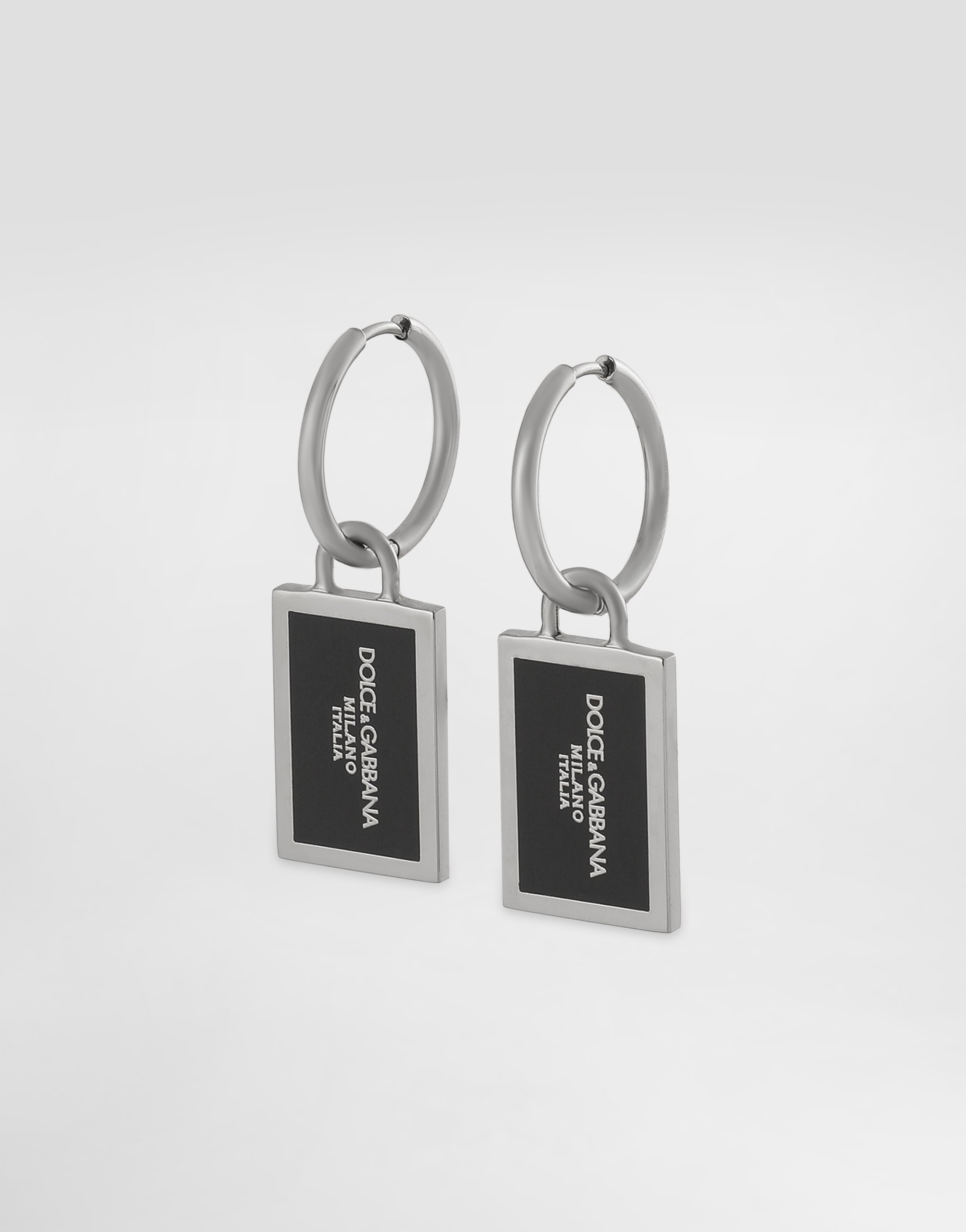Enameled Creole earrings with logo