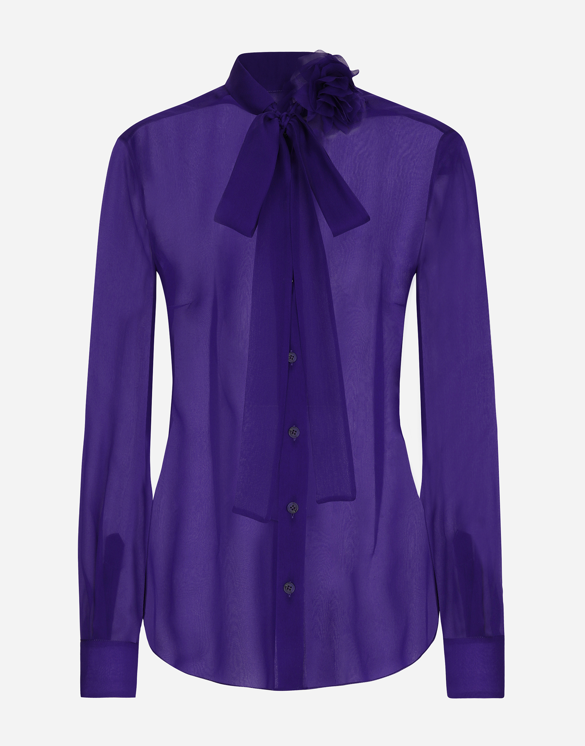 Chiffon shirt with flower detail in Purple for Women