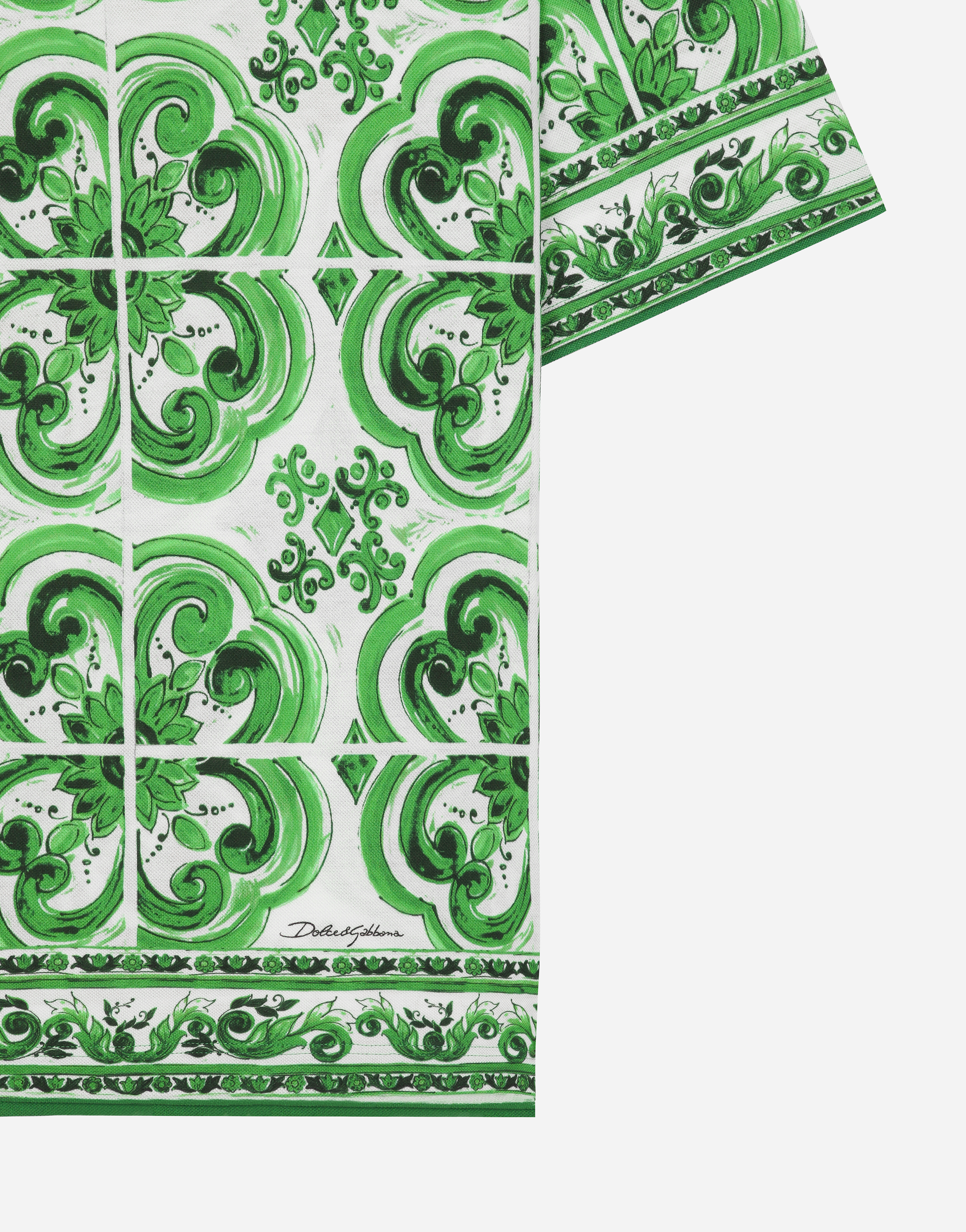 Dolce & Gabbana Majolica-print Cotton Polo Shirt In Print