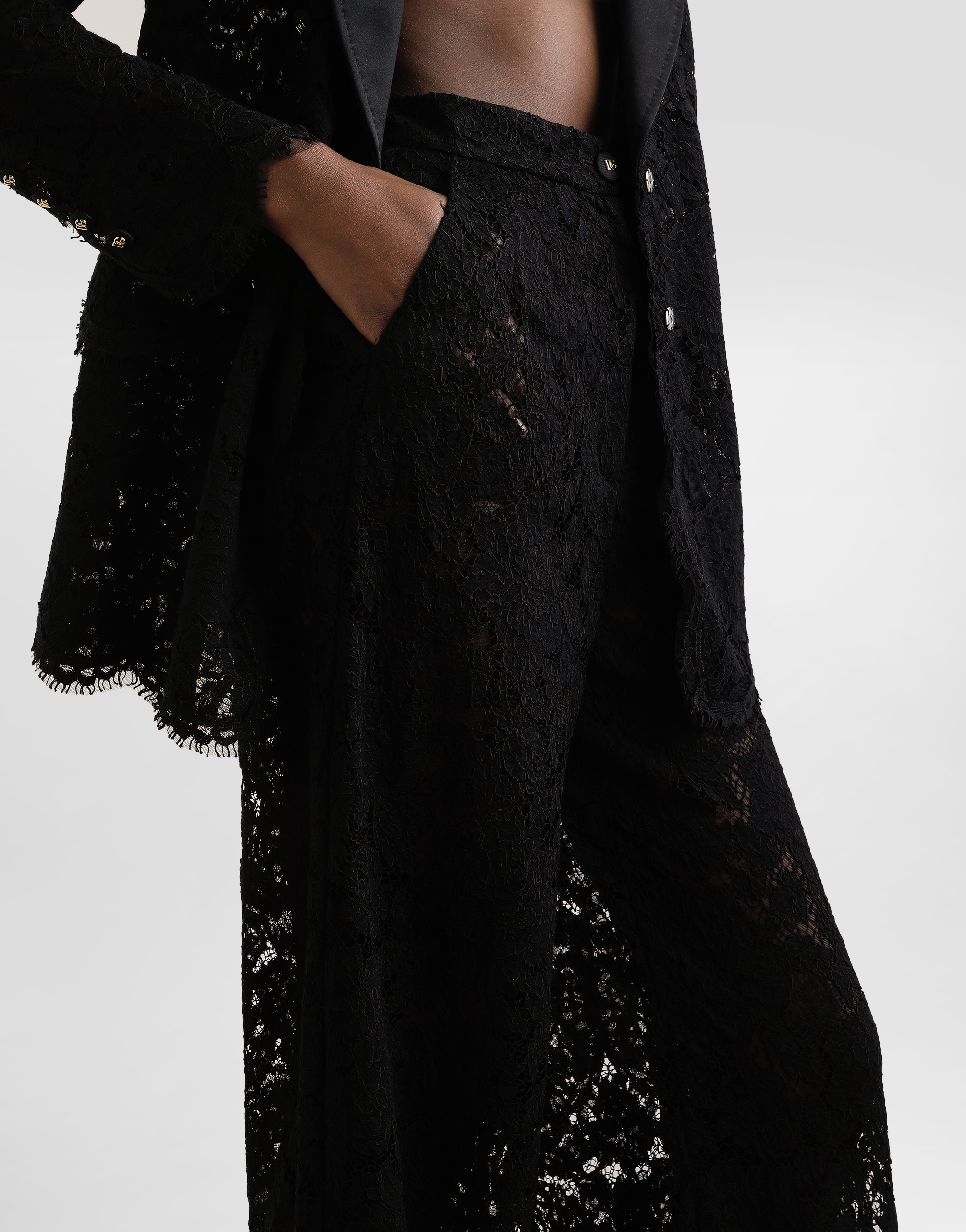 Dolce & Gabbana Cordonetto Lace Trousers In Black
