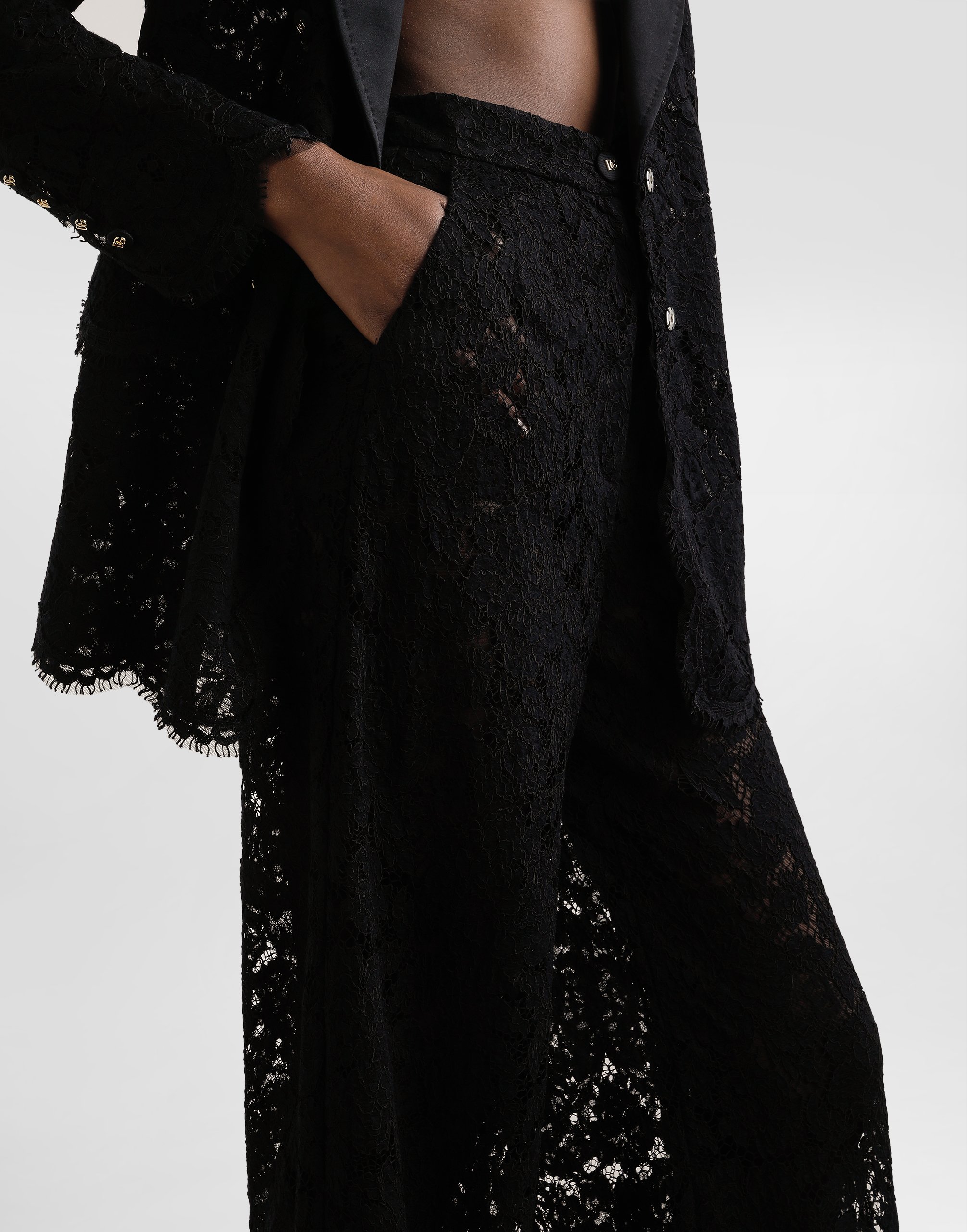 Dolce & Gabbana Cordonetto Lace Trousers In Black