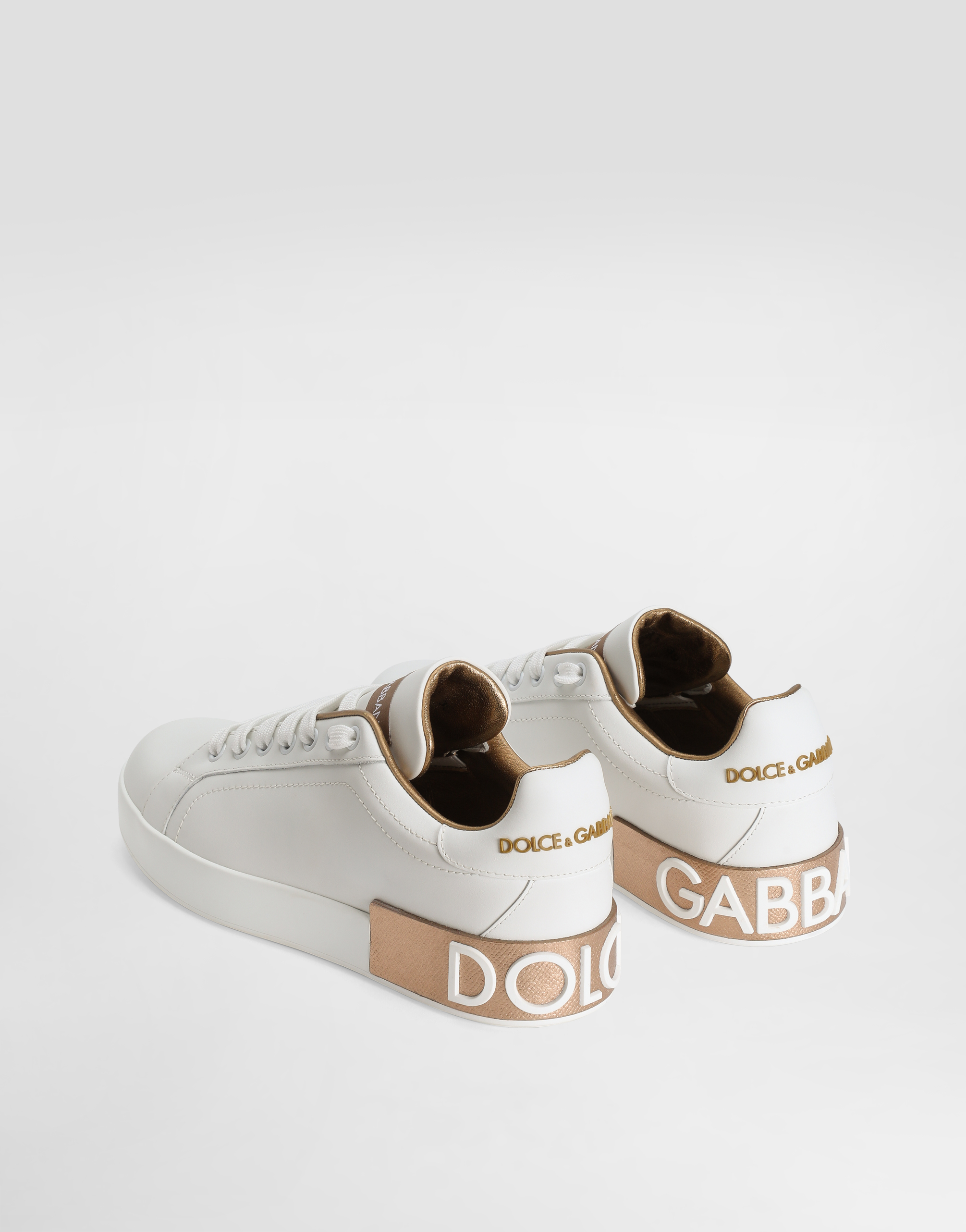 Dolce & Gabbana Calfskin Portofino Sneakers For Women In White