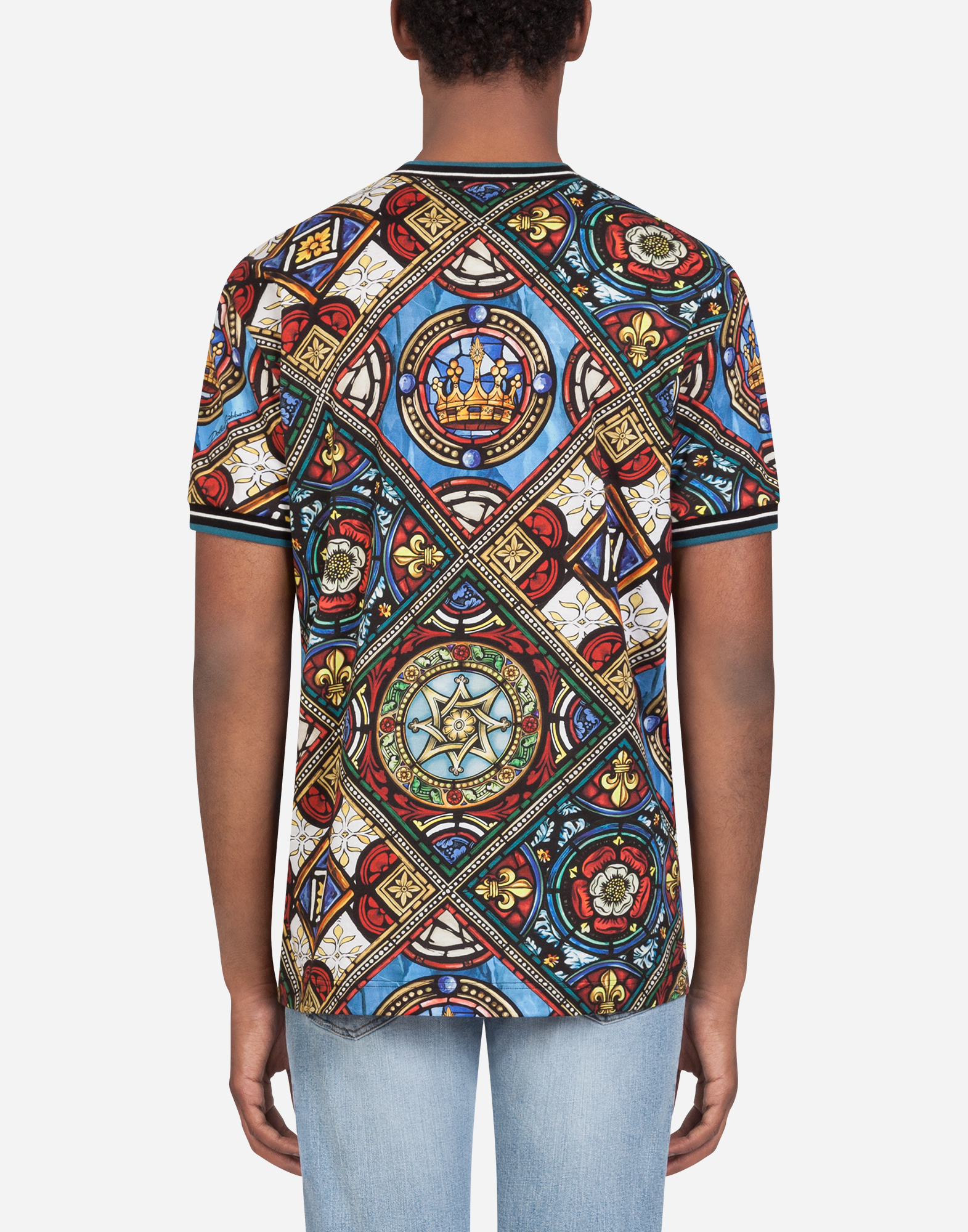 T-shirts and Polo for Men | Dolce&Gabbana - COTTON T-SHIRT WITH STAINED ...